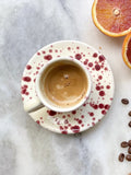 Hot Pottery cranberry splatter espresso set of 4 (British brand)