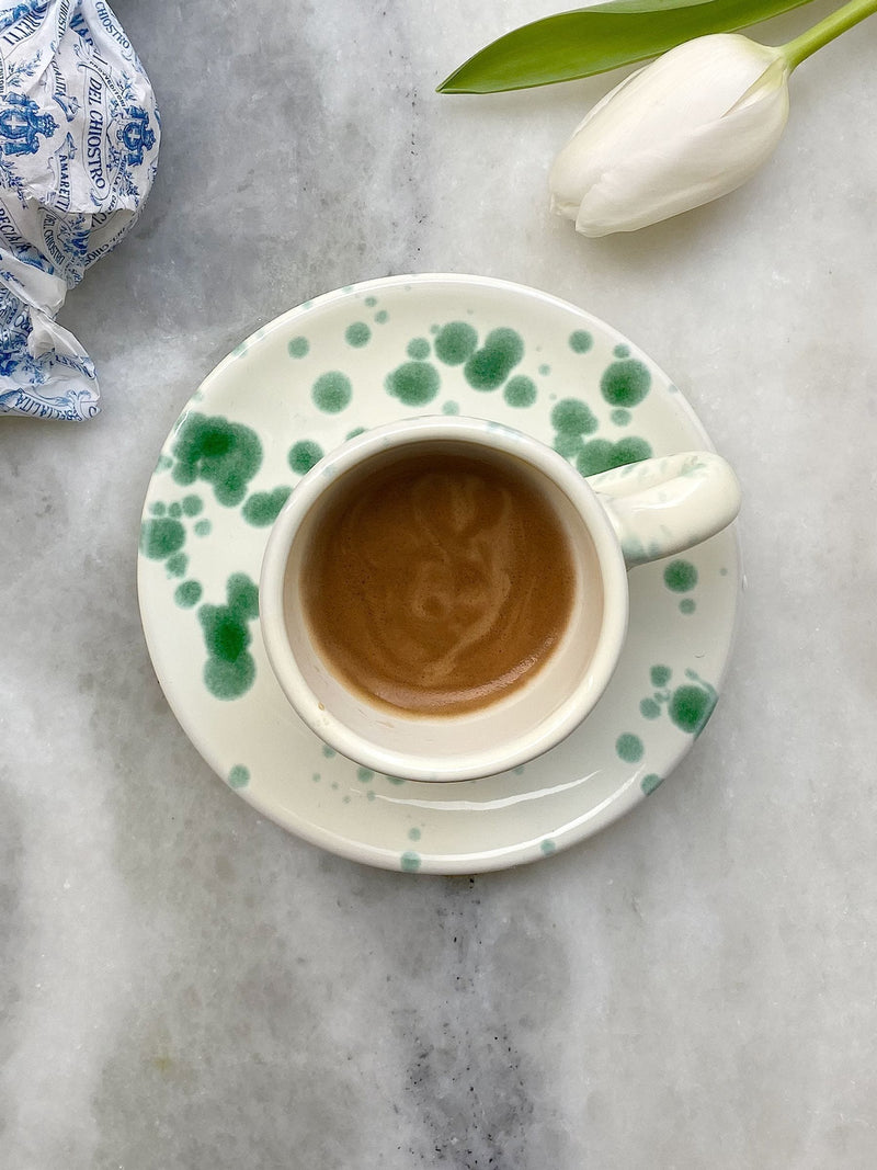 Hot Pottery Set of 4 Pistachio Splatter Espresso Set