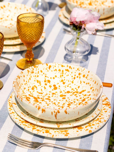 Next Hot Pottery 12 Piece Burnt Orange Splatter Dinner Set- Buy online at McGrocer