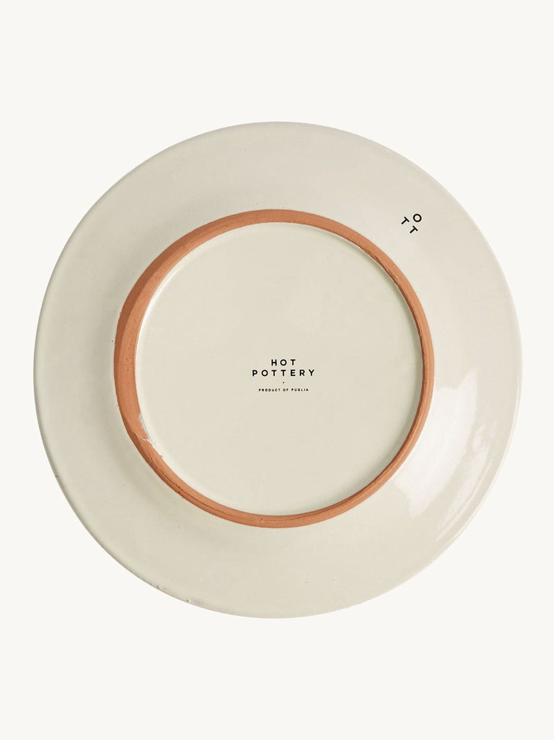 Hot Pottery burnt orange splatter 12-piece dinner set, imported from the UK