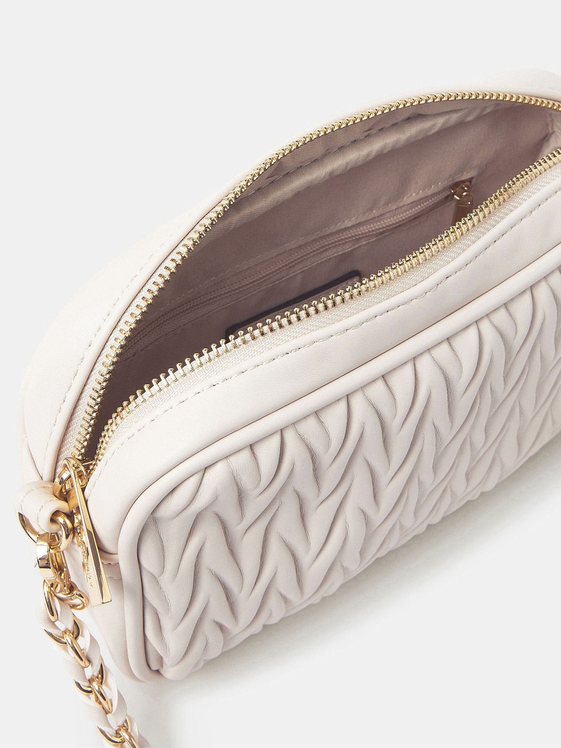Accessorize cream small ruched cross-body bag - British product