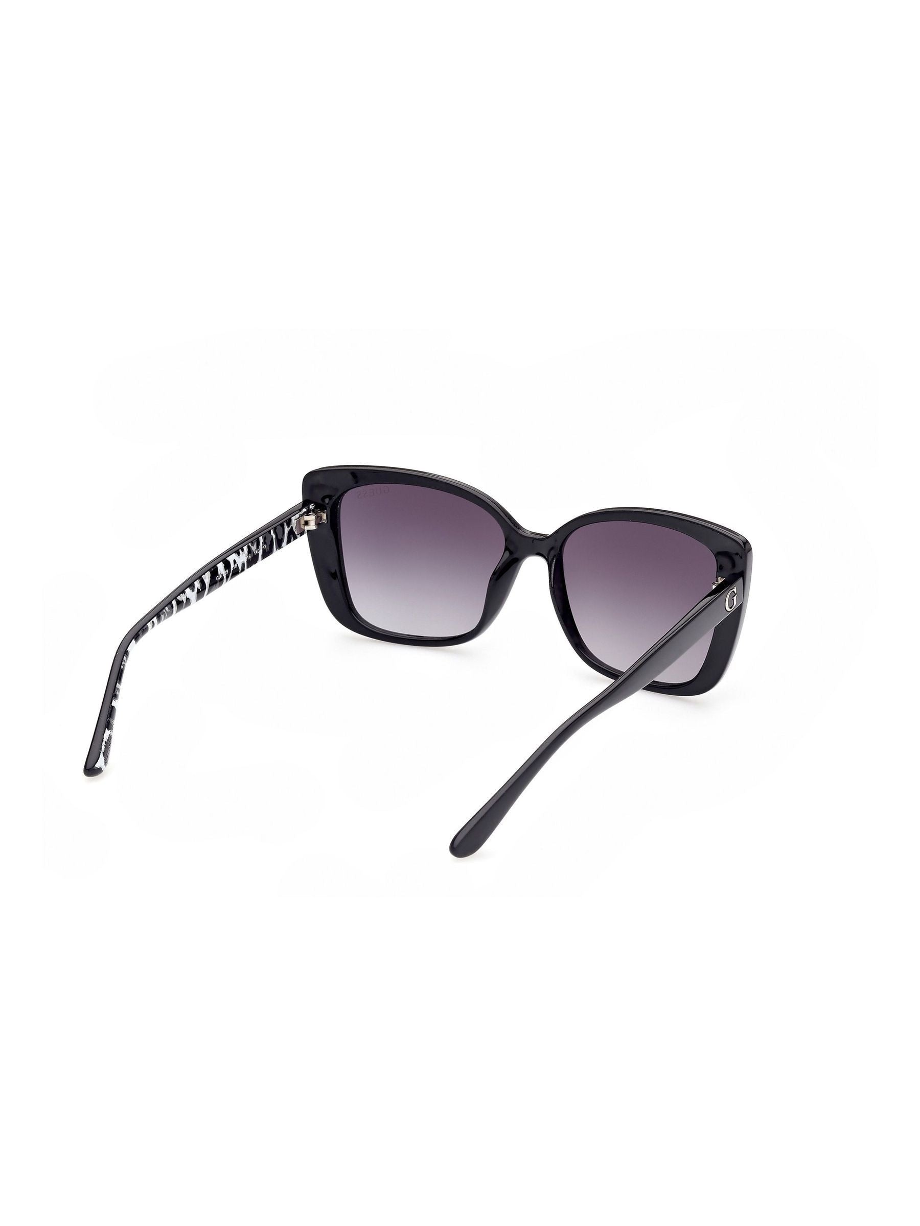 Guess black rectangular sunglasses with animal print temples, UK version