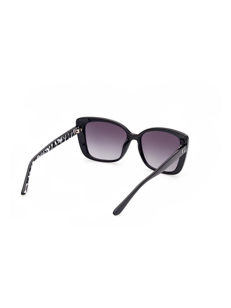 Guess black rectangular sunglasses with animal print temples, UK version