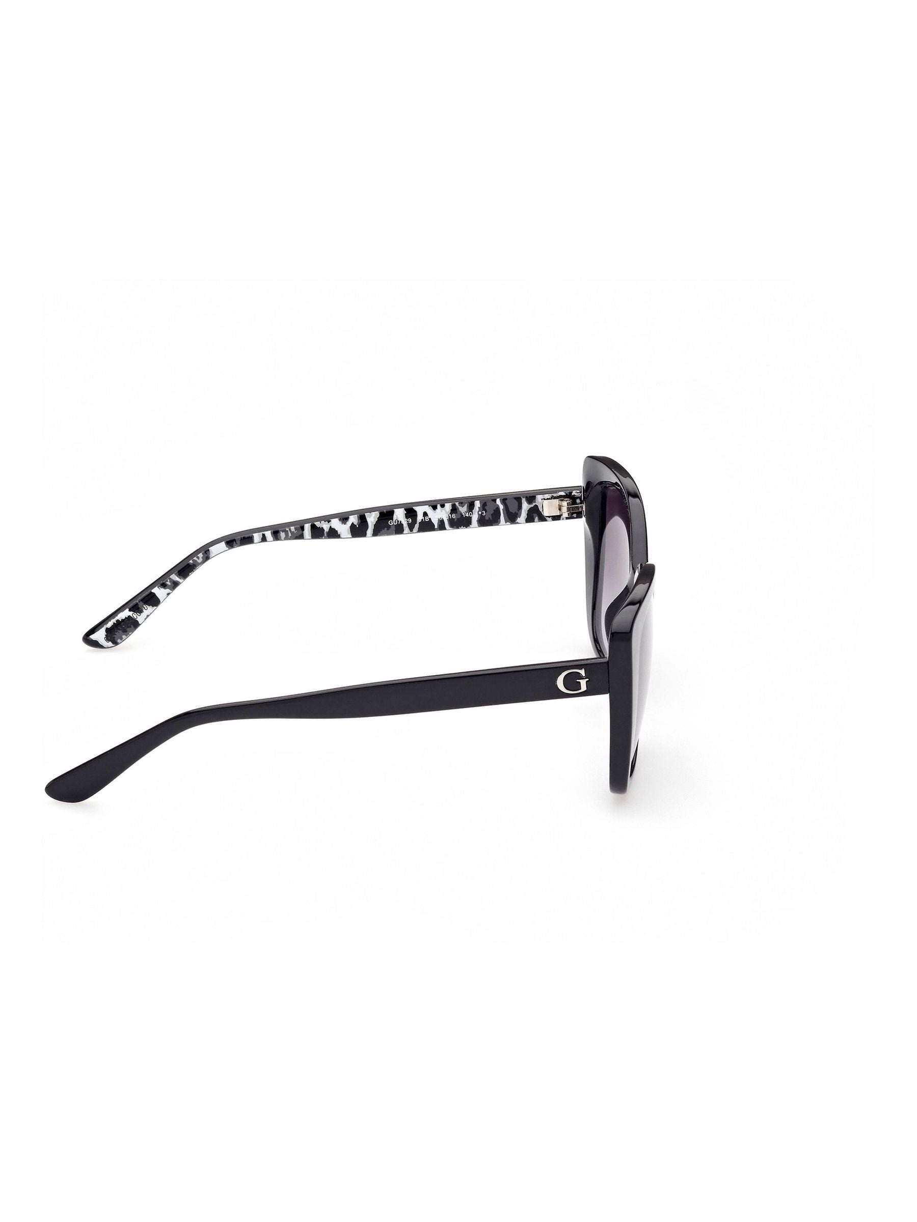 Guess black rectangular sunglasses with animal print temples, UK version