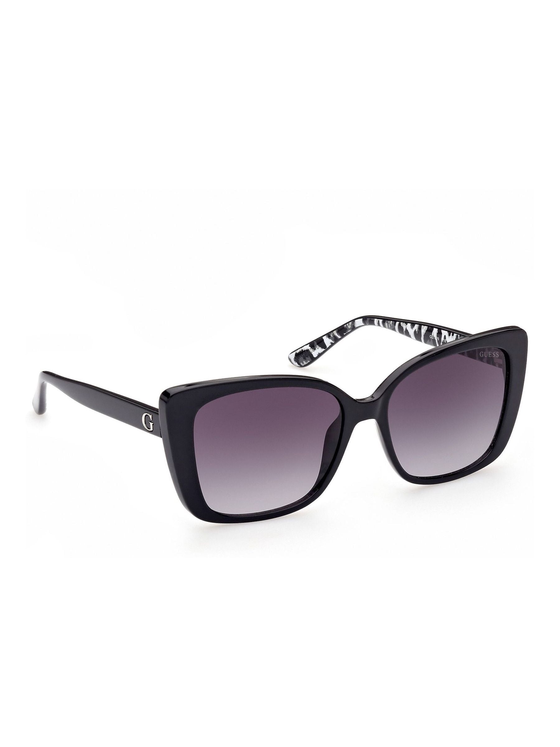 Guess black rectangular sunglasses with animal print temples, UK version