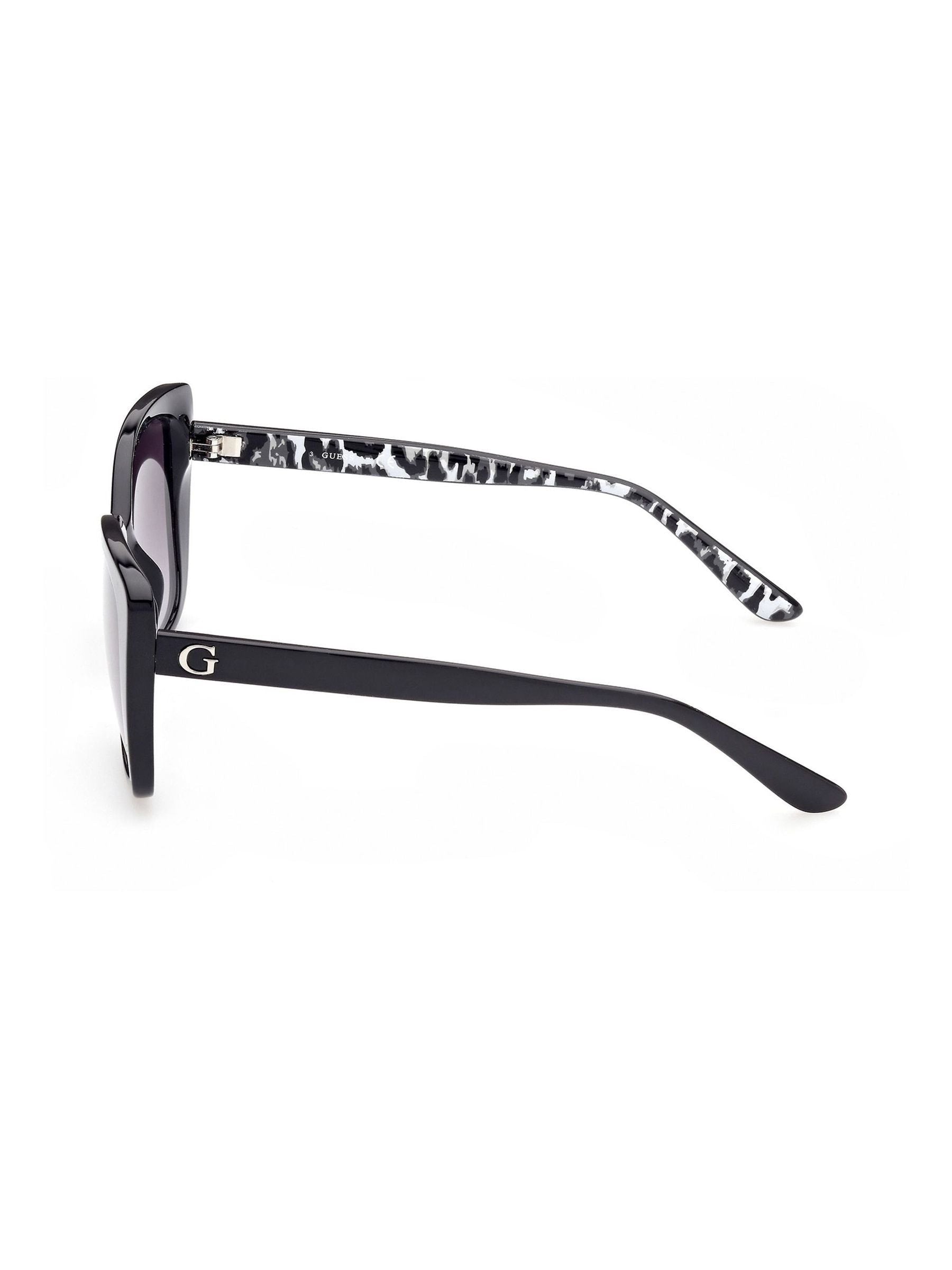 Guess black rectangular sunglasses with animal print temples, UK version