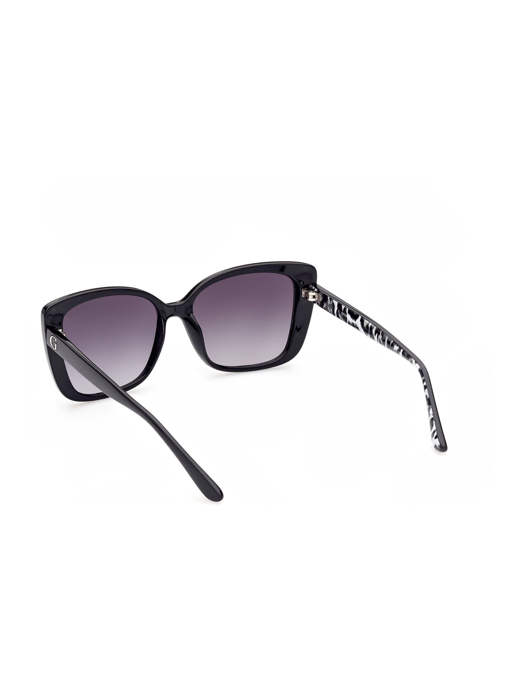 Guess black rectangular sunglasses with animal print temples, UK version