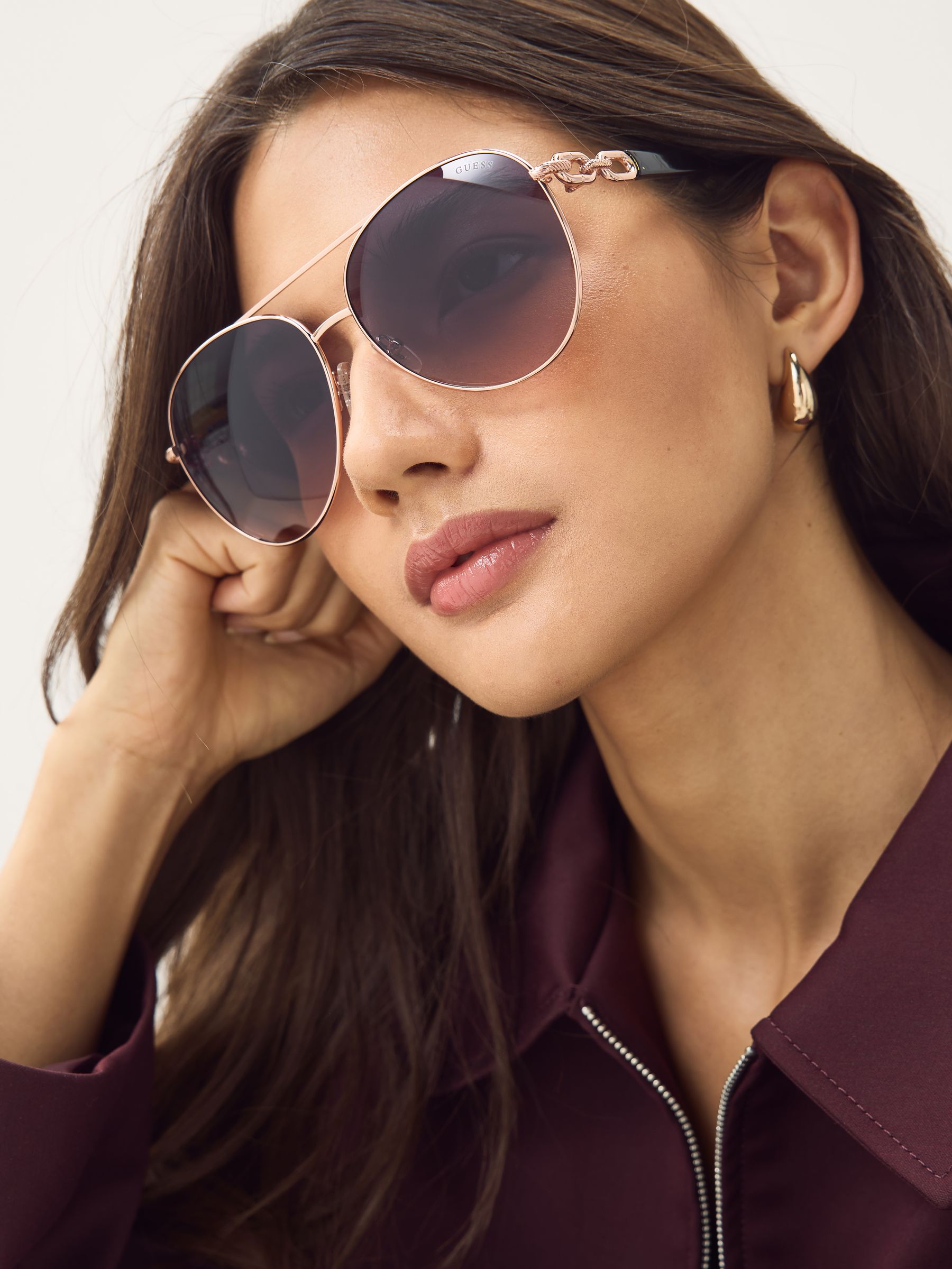 Guess gold metal pilot sunglasses, imported from the UK
