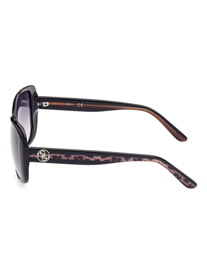 Guess shiny black rectangular acetate sunglasses, UK version
