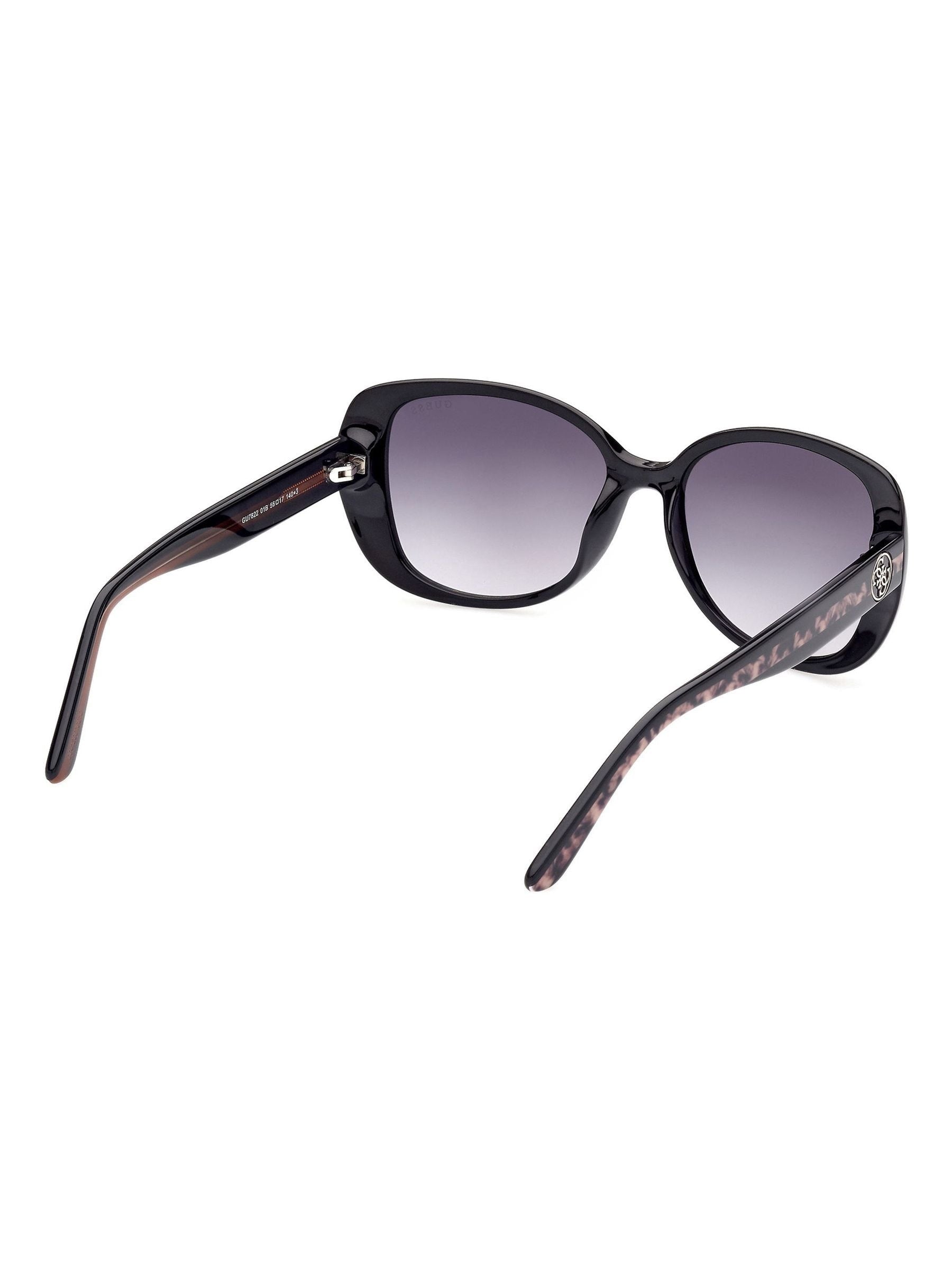 Guess shiny black rectangular acetate sunglasses, UK version