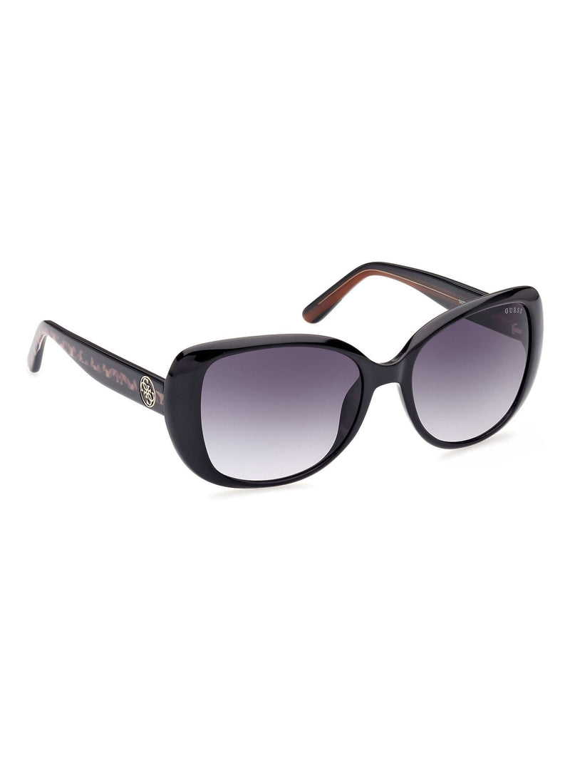 Guess shiny black rectangular acetate sunglasses, UK version
