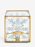 Gold metal glass folk style tea light holder 10cm - British product