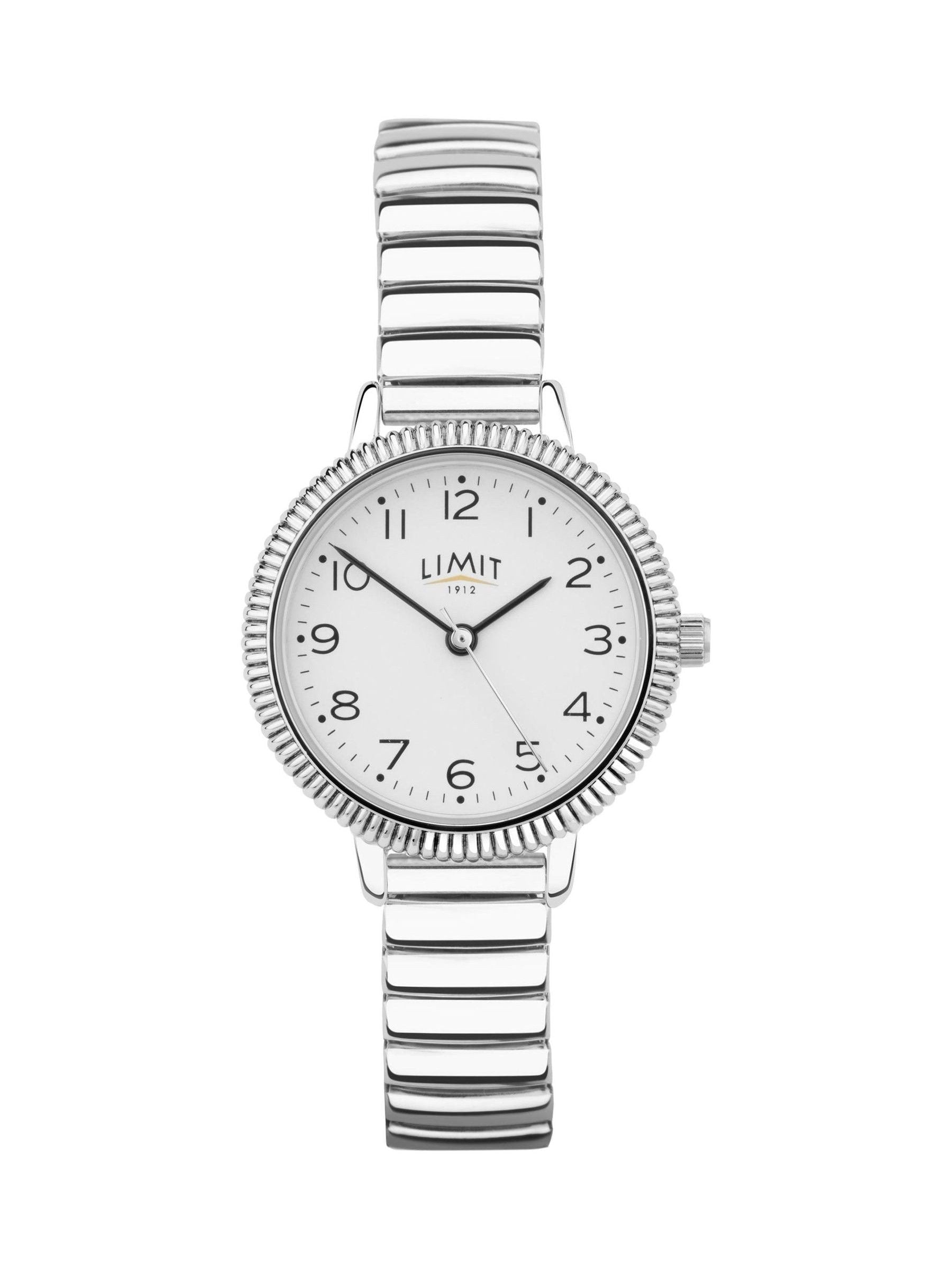 Limit silver 28mm round analogue watch with expanding bracelet, UK version