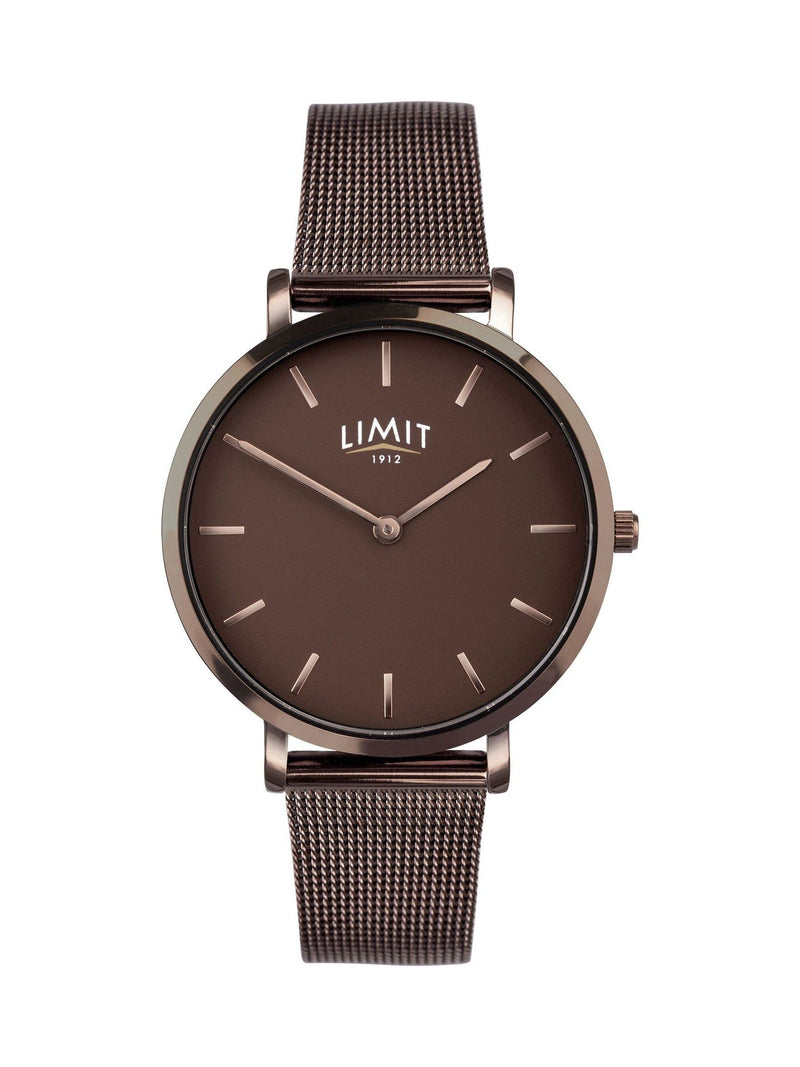 Women's 22mm Analogue Watch with Chocolate Dial and Brown Stainless Steel Bracelet