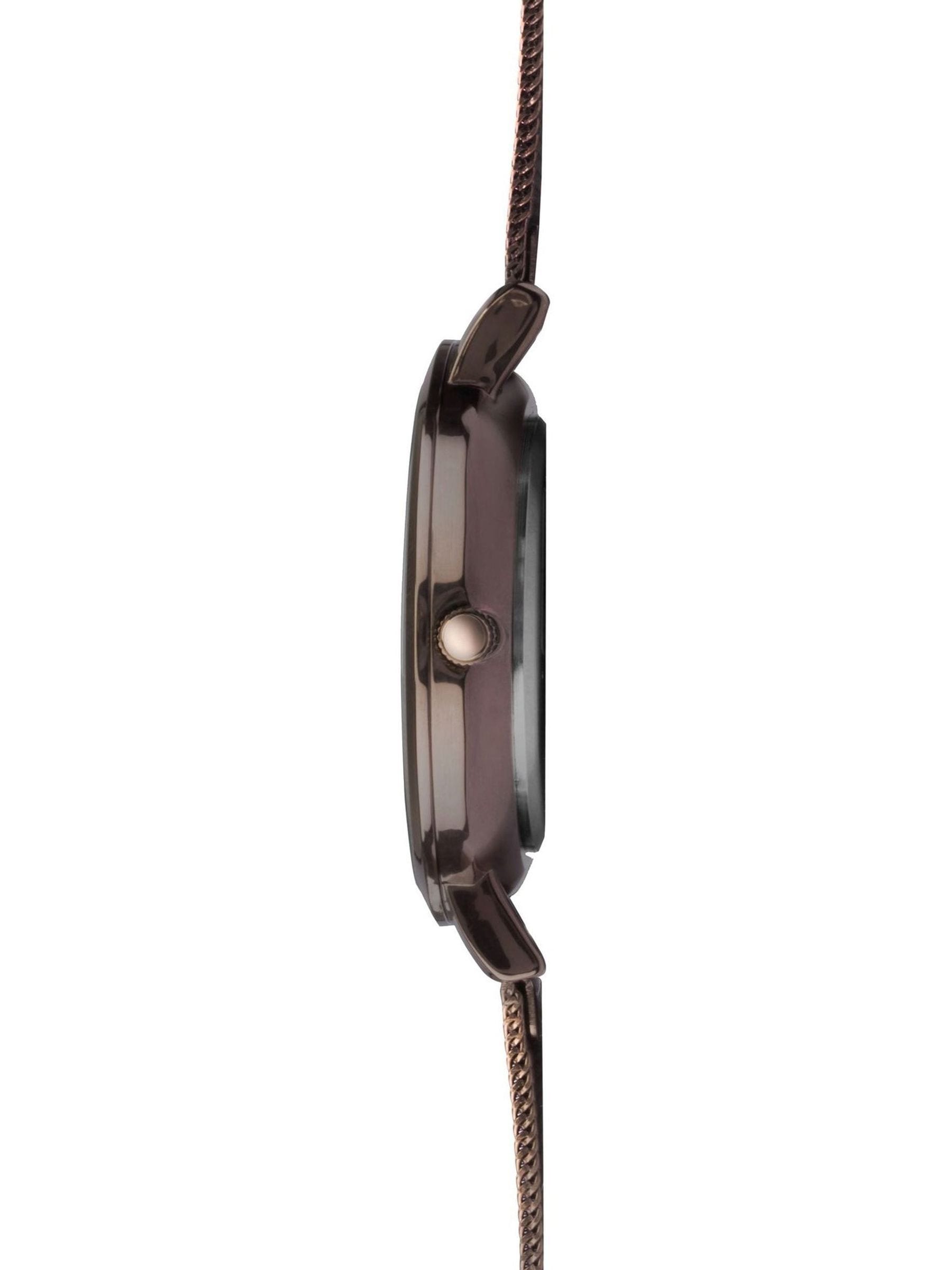 Women's 22mm Analogue Watch with Chocolate Dial and Brown Stainless Steel Bracelet