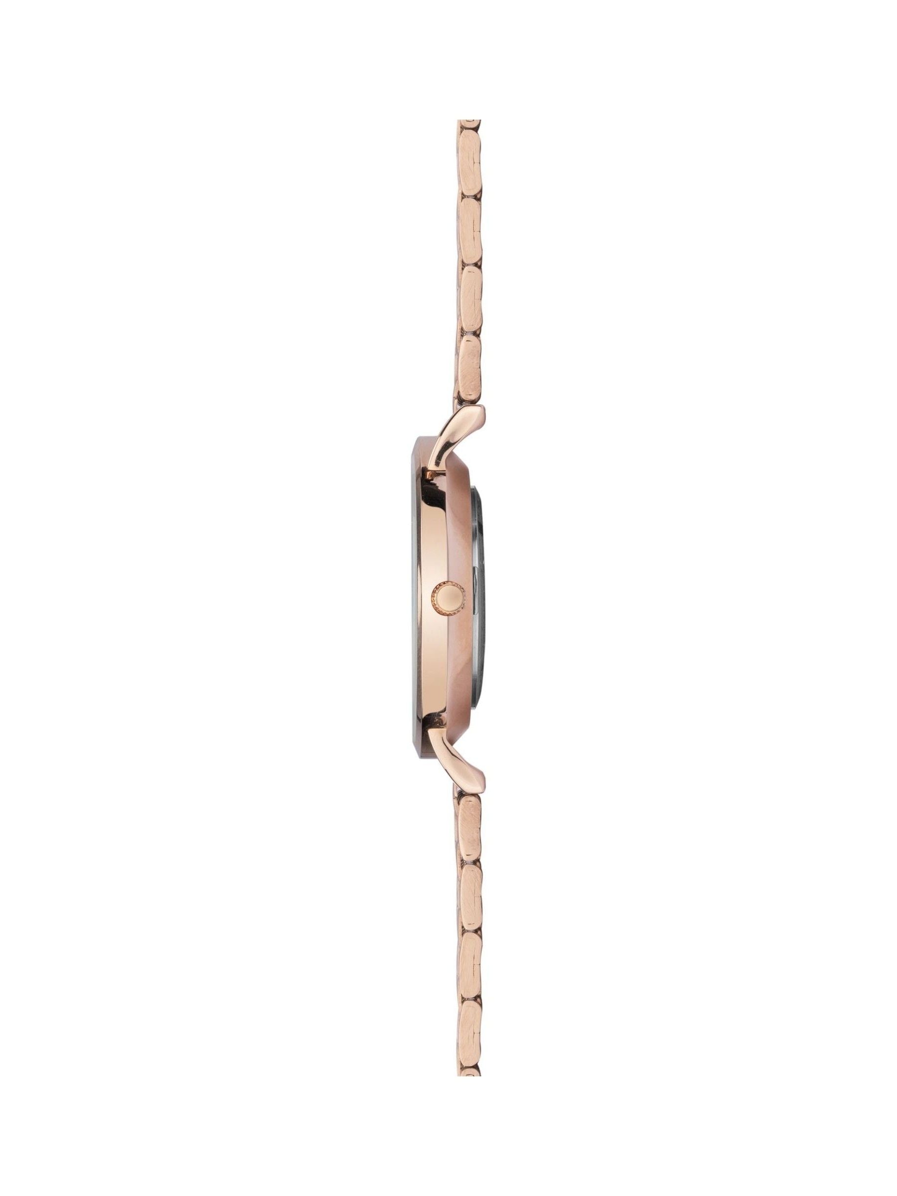 Rose gold plated analogue watch with bracelet (British brand)