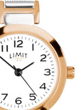 25mm Round Rose Gold Tone and Silver Analogue Watch with Mesh Strap for Women