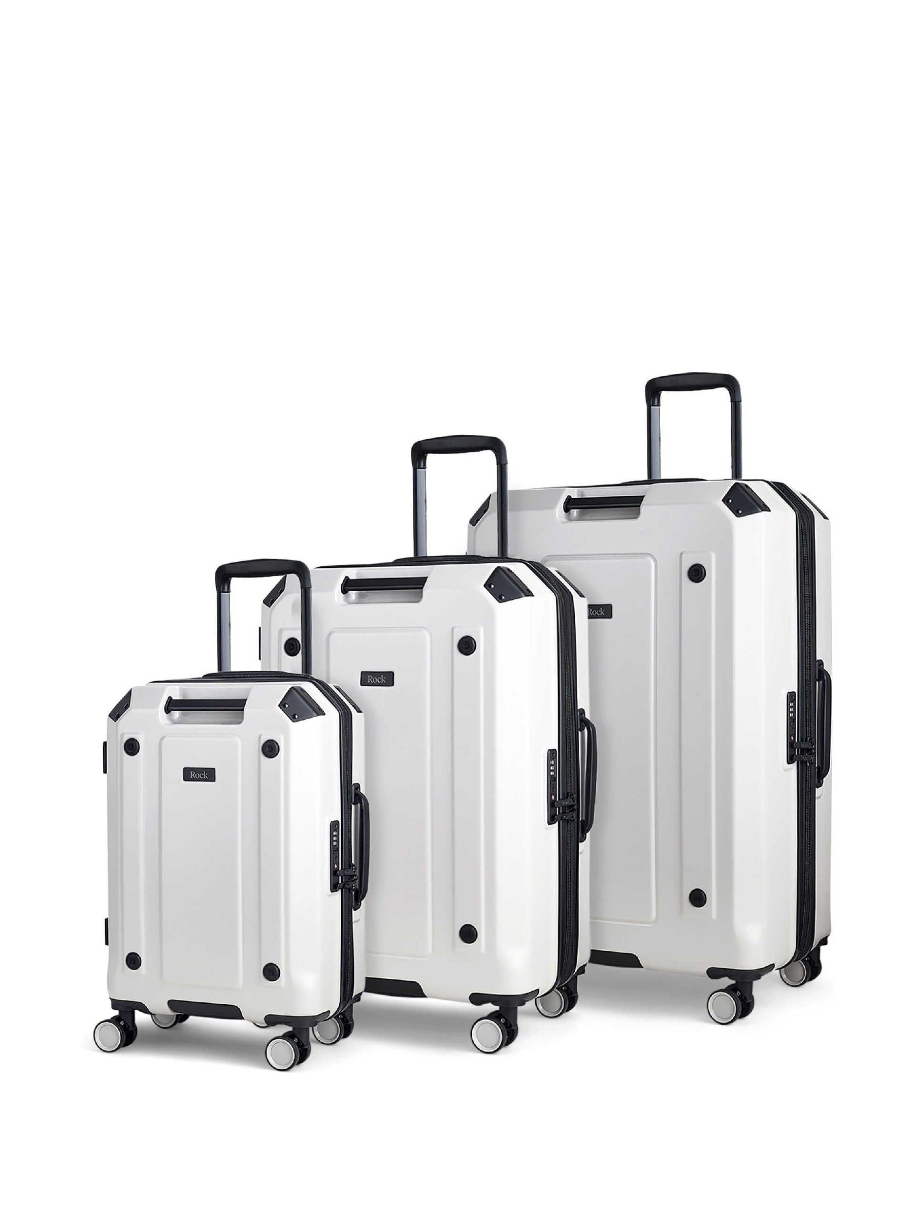 Rock Luggage White Alpine Suitcases Set 3 Piece