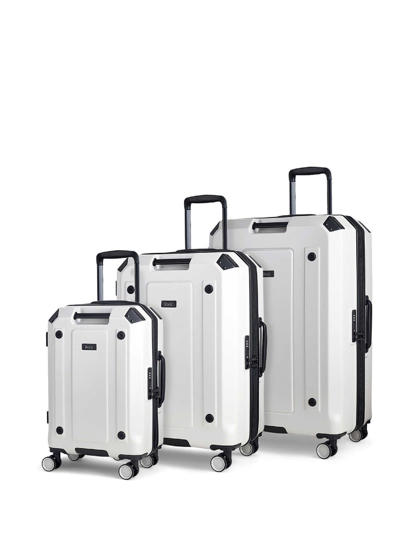 Rock Luggage White Alpine Suitcases Set 3 Piece