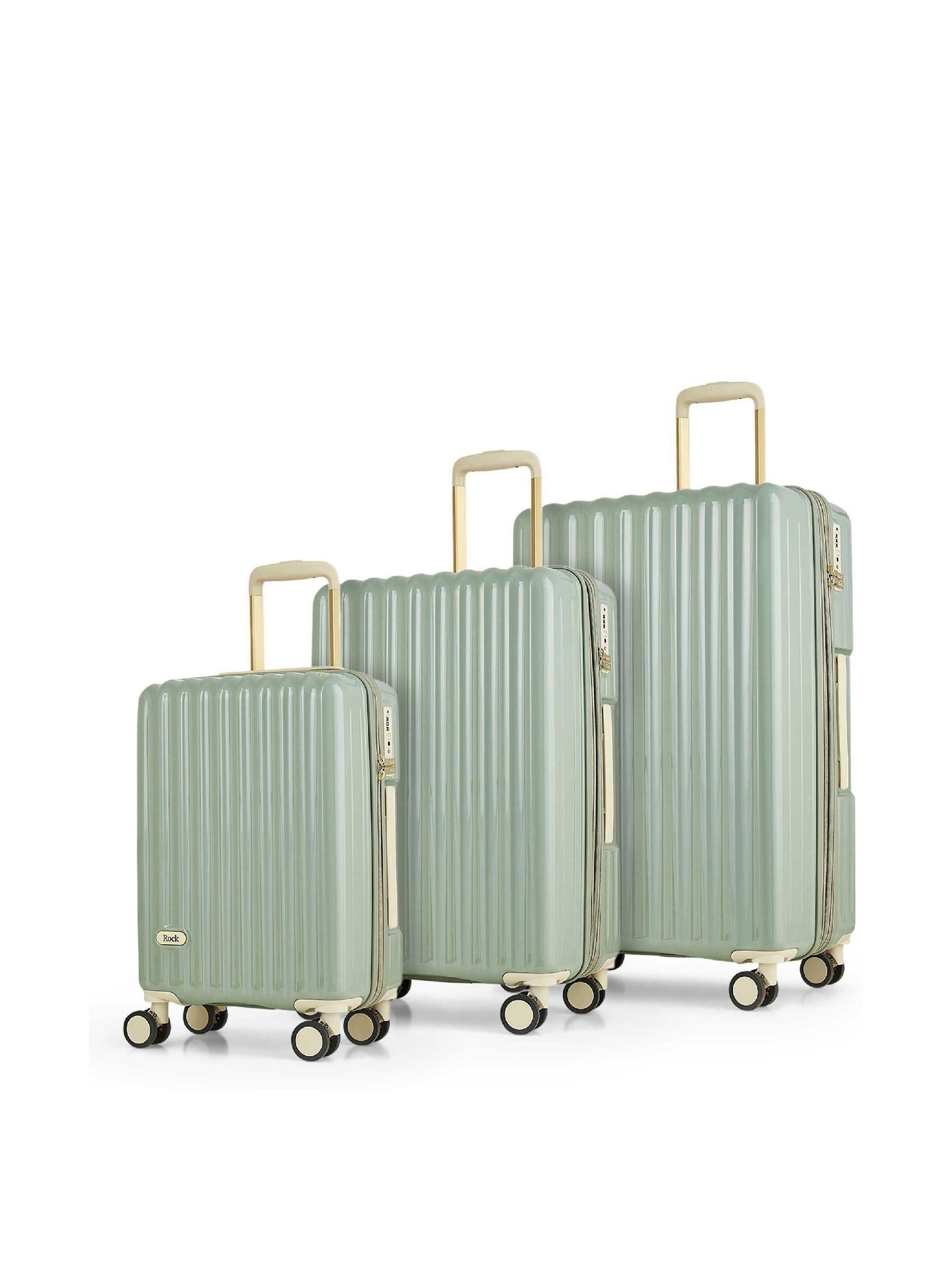 Rock Luggage Green Primrose Suitcases Set 3 Piece