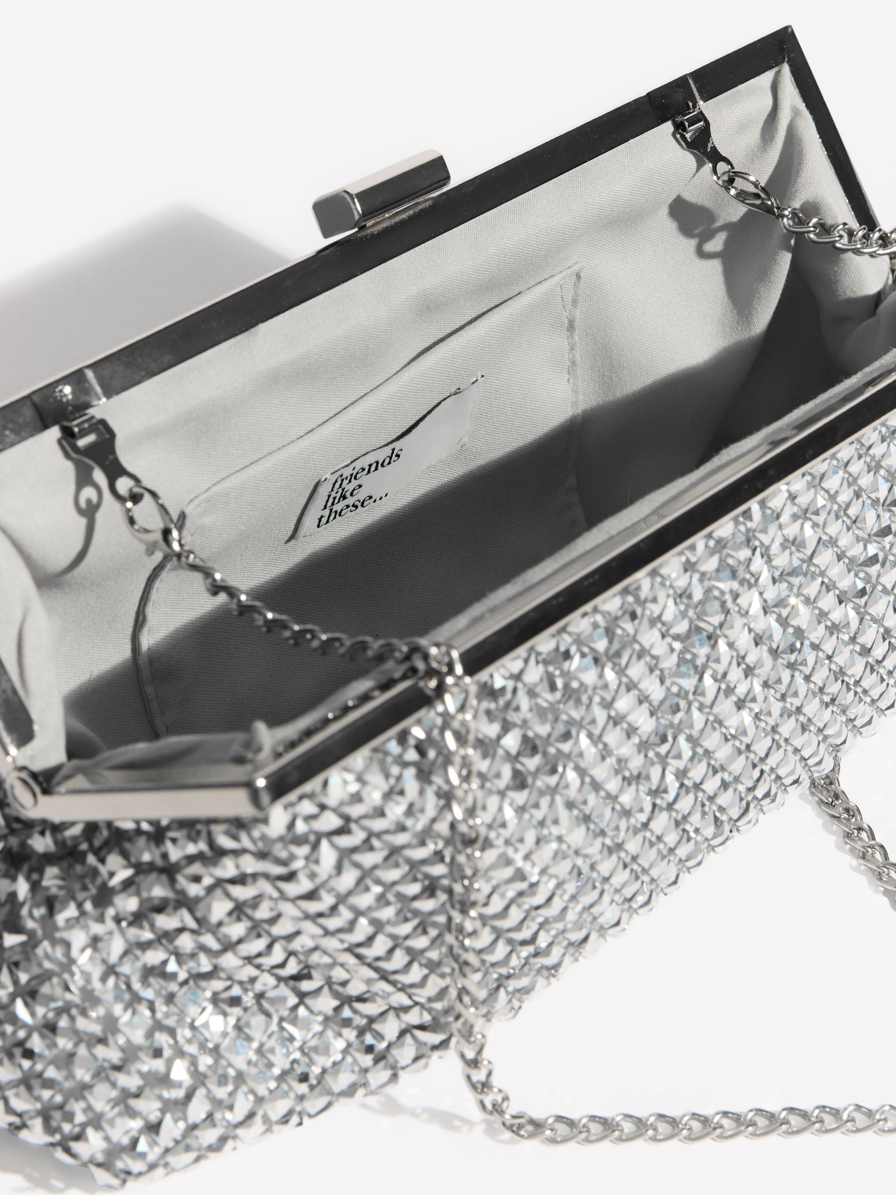 Friends Like These silver chain mail clutch bag - British product
