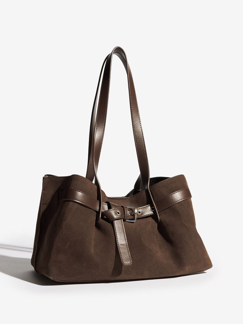 Friends Like These chocolate brown faux suede tote bag (British brand)