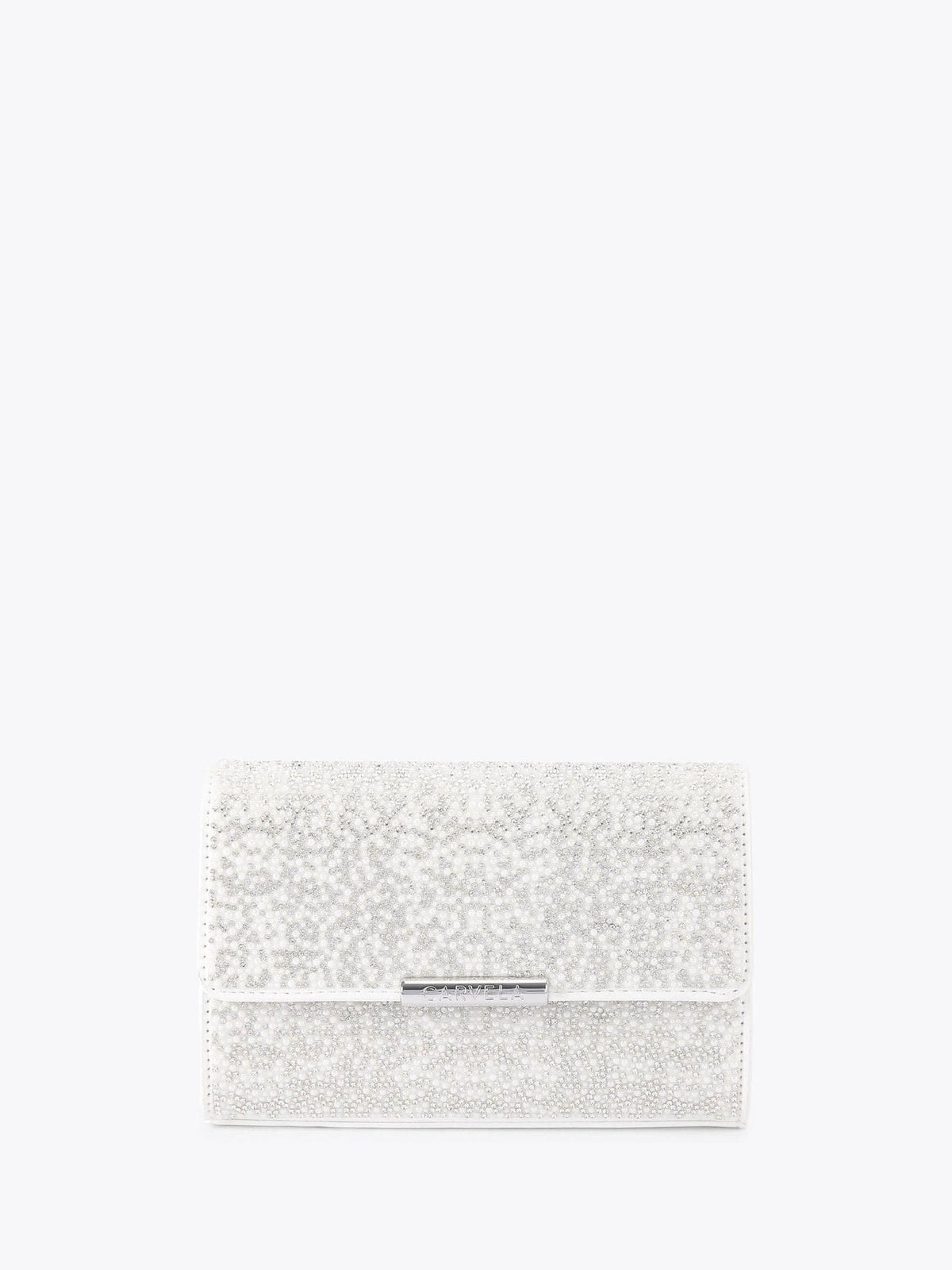 Carvela white Gala clutch bag with faux pearl and crystal (British brand)