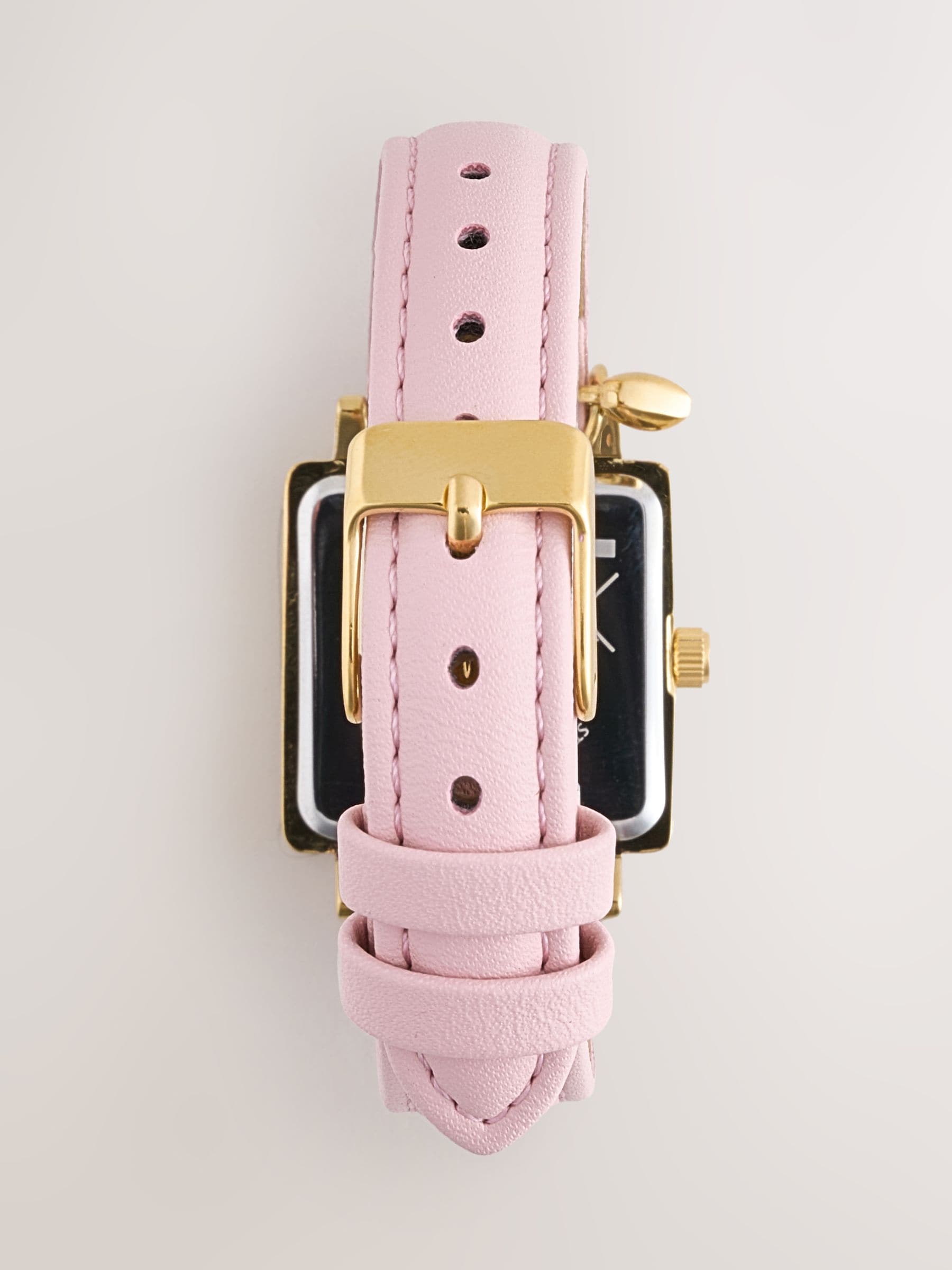 Pink Heart Charm Detail Watch silver tone - British product