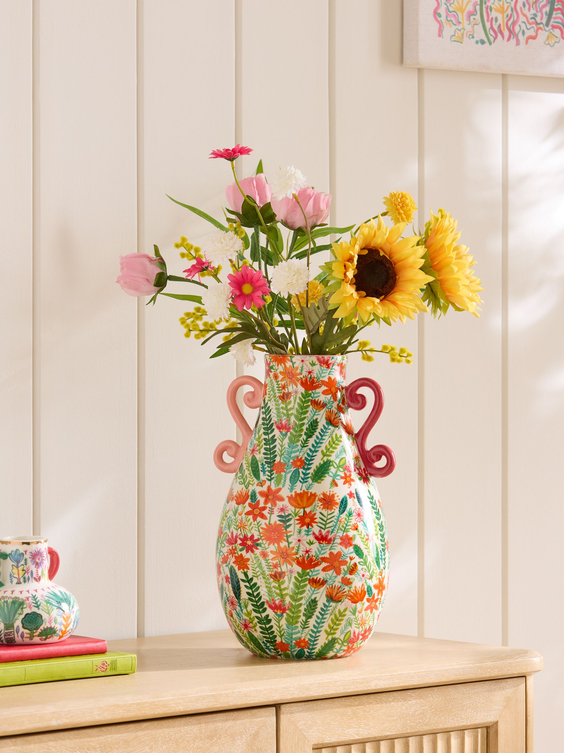 Lucy Tiffney pink artificial sunflower bunch 65cm, UK version