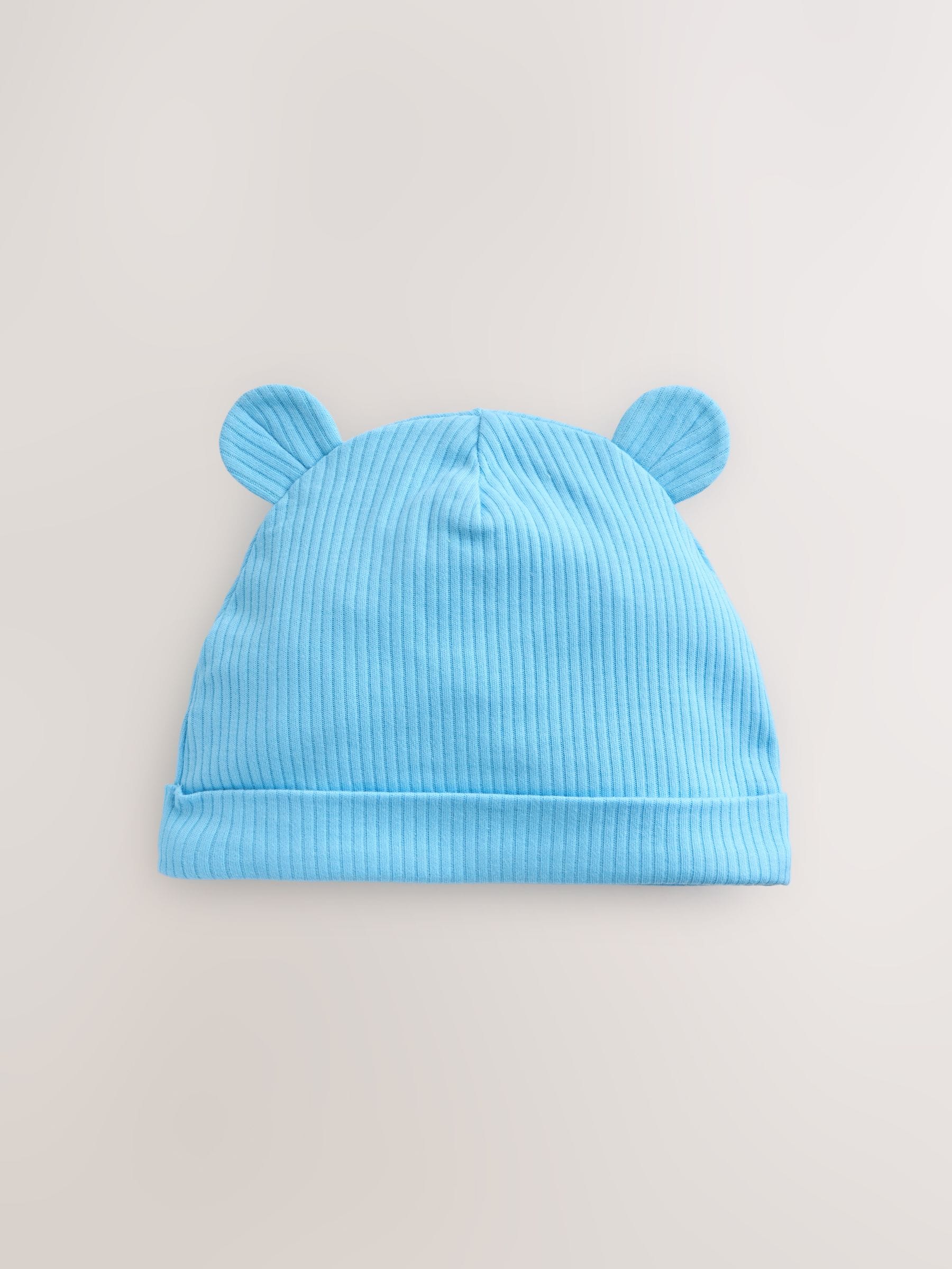 baby beanies set blue green cotton hats - British product