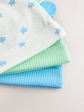 baby beanies set blue green cotton hats - British product