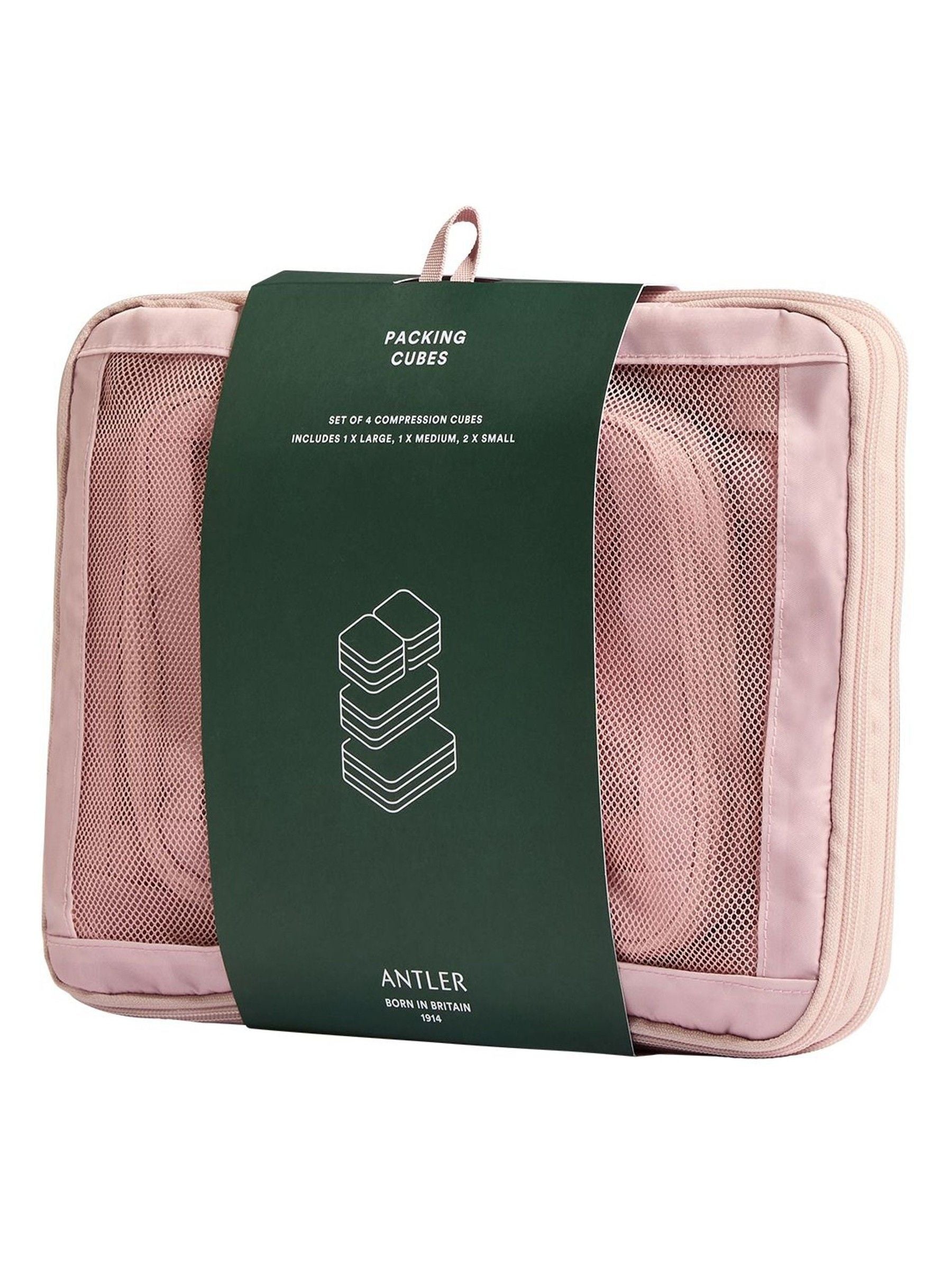 Antler packing cubes 4-pack in Moorland Pink, imported from the UK