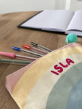 Solesmith pink embroidered pencil case, imported from the UK