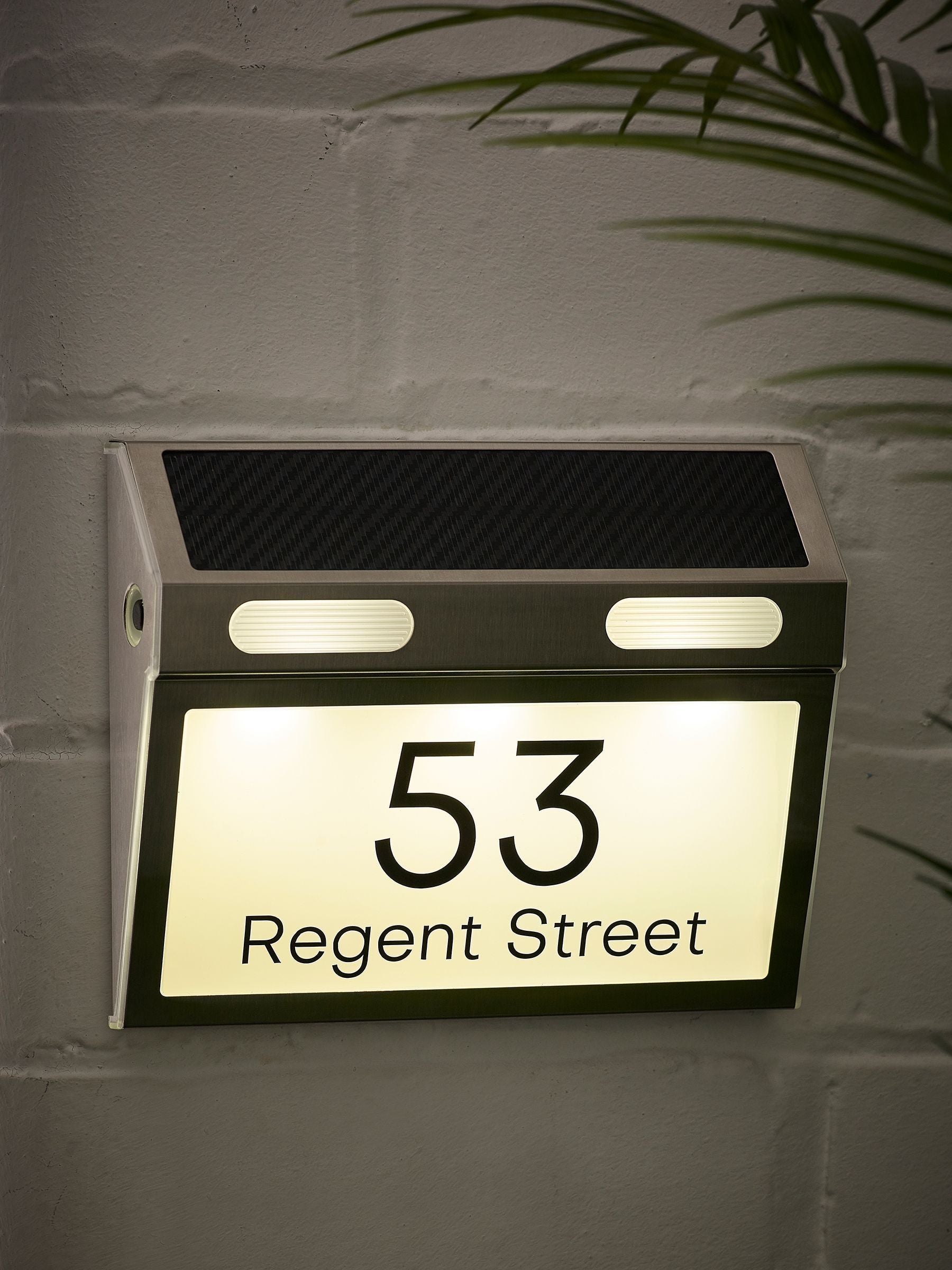 Loveabode solar house sign personalised LED door number plaque (British brand)