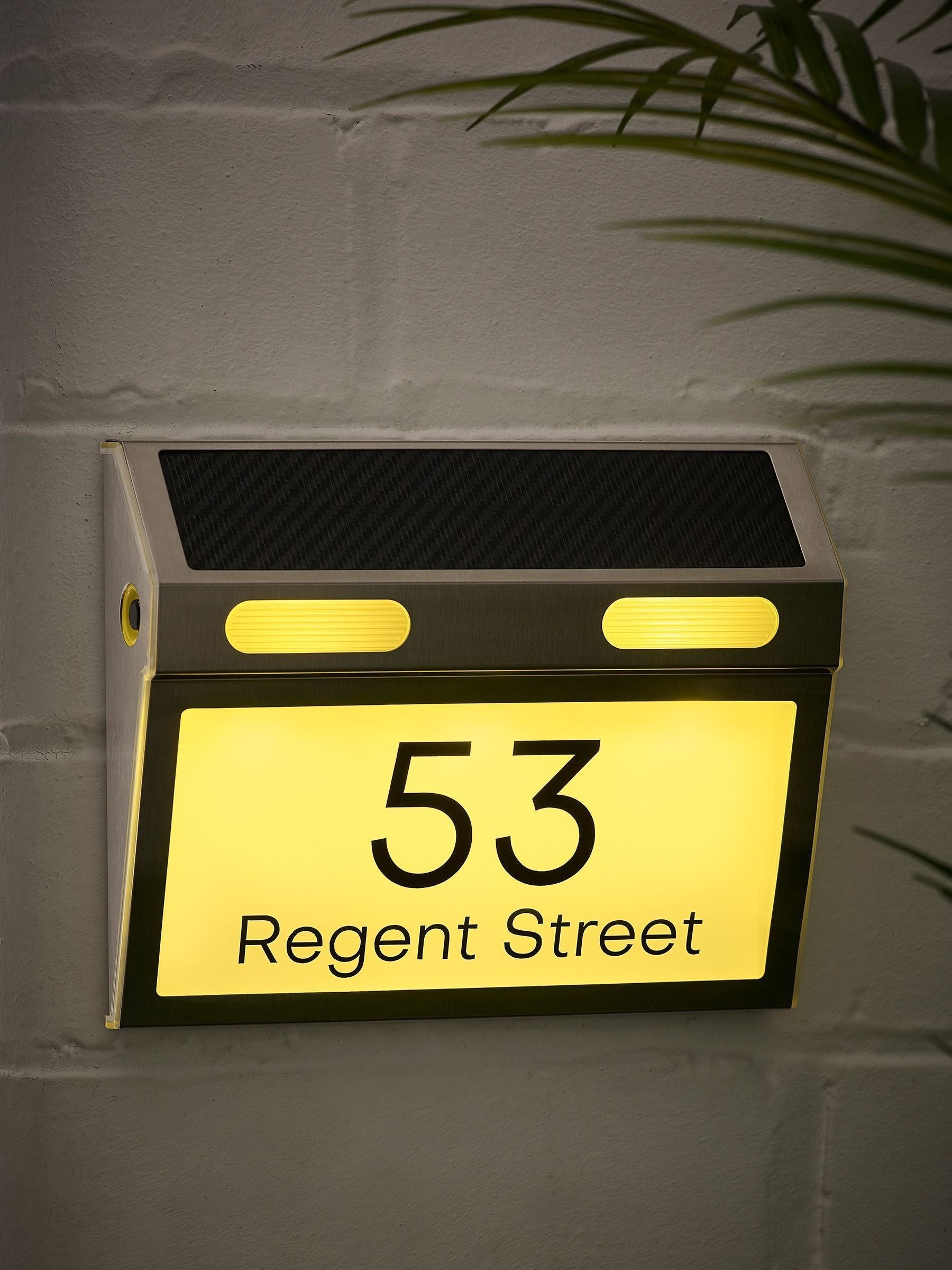 Loveabode solar house sign personalised LED door number plaque (British brand)