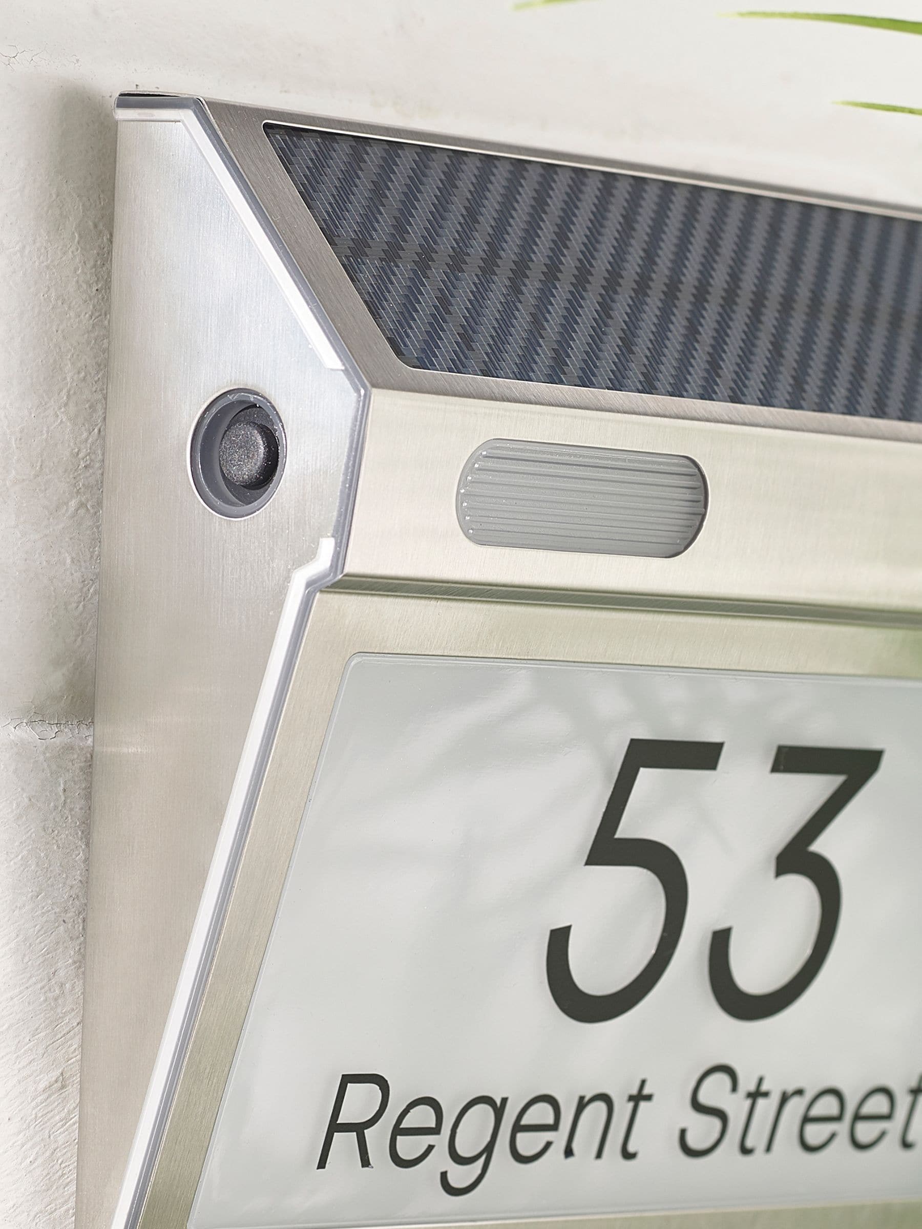 Loveabode solar house sign personalised LED door number plaque (British brand)