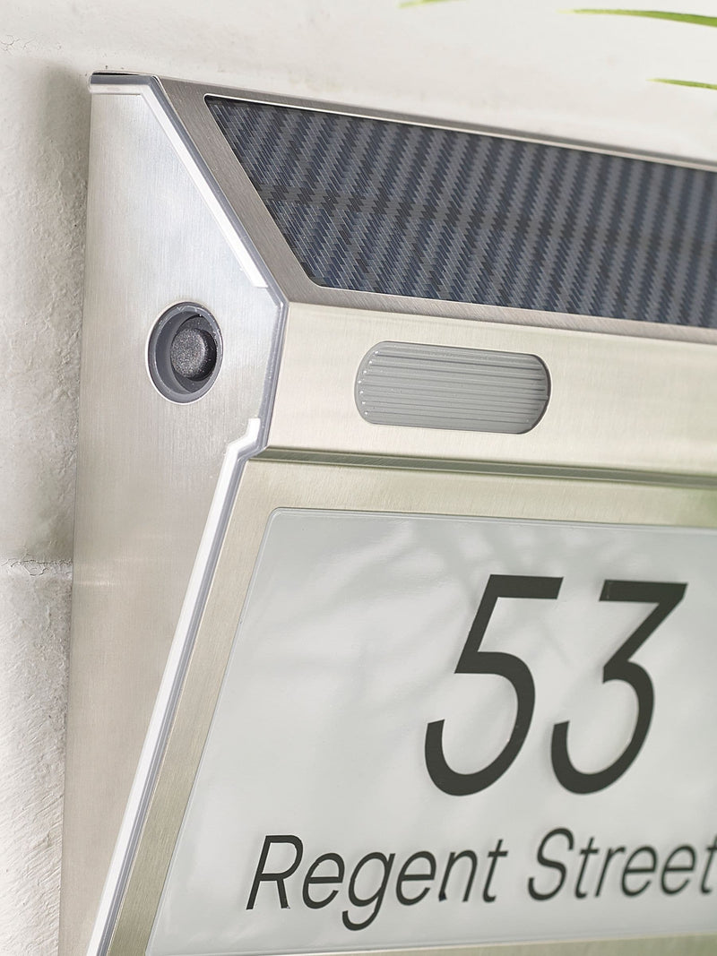 Loveabode solar house sign personalised LED door number plaque (British brand)
