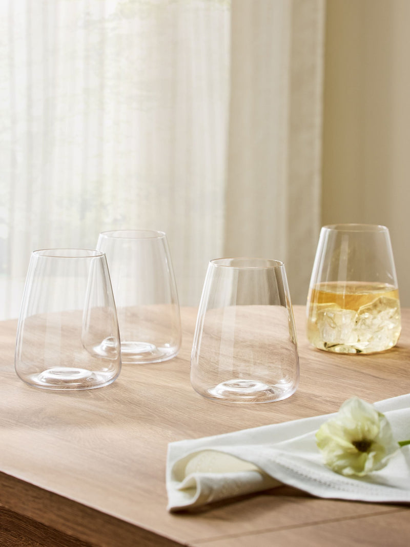 Set of 4 clear tapered tumbler glasses - British product