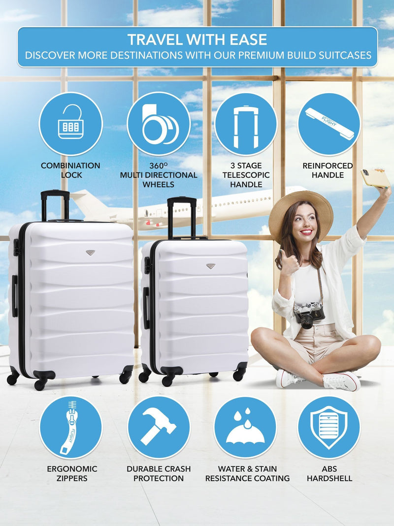 Flight Knight white luggage set medium and large (British brand)