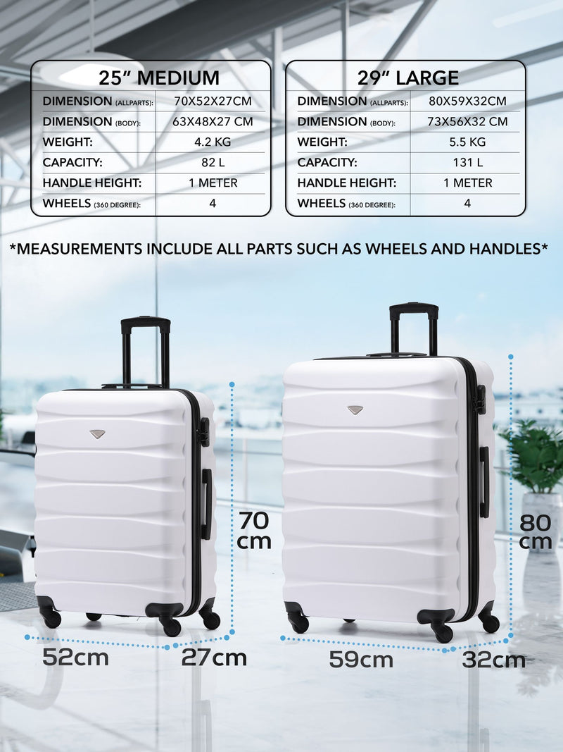Flight Knight white luggage set medium and large (British brand)