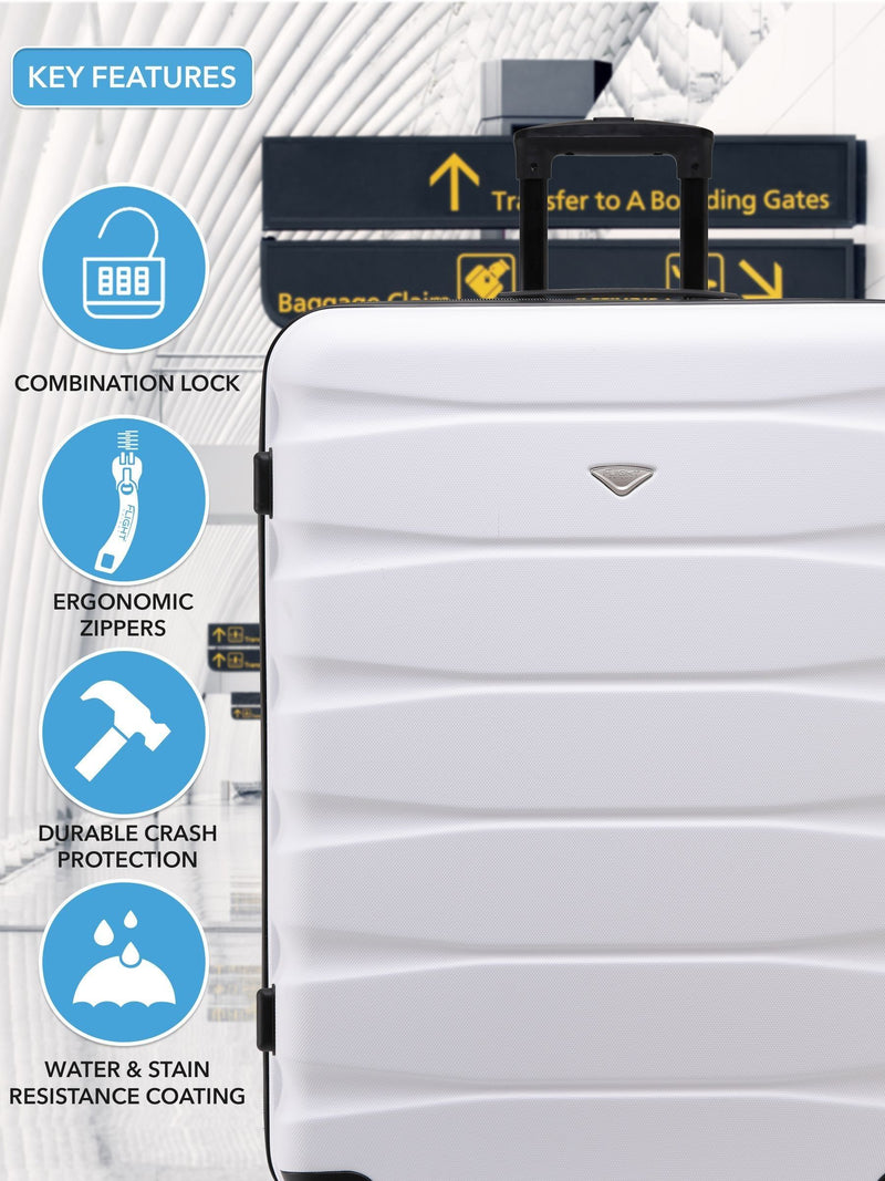 Flight Knight white luggage set medium and large (British brand)