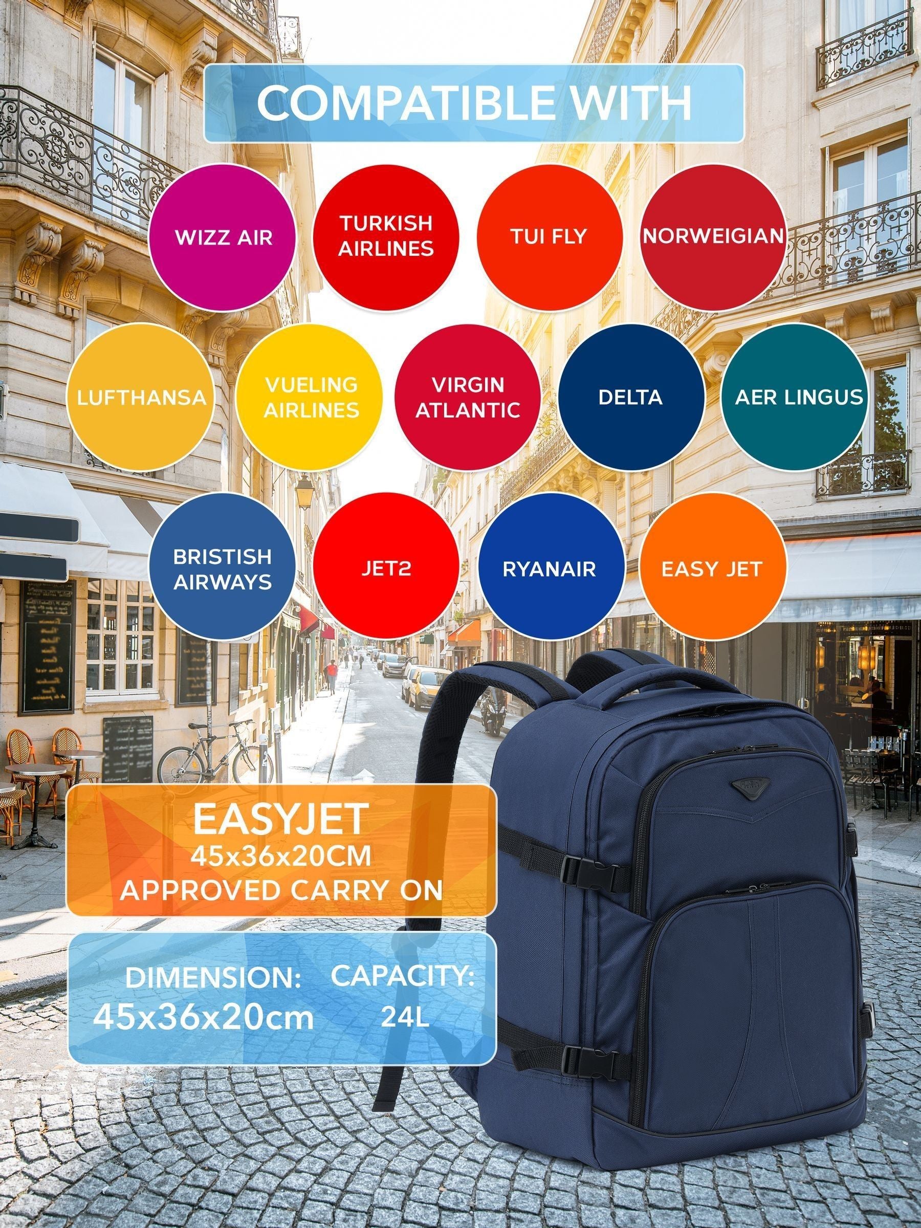 Flight Knight black carry-on rucksack 24L (British brand)