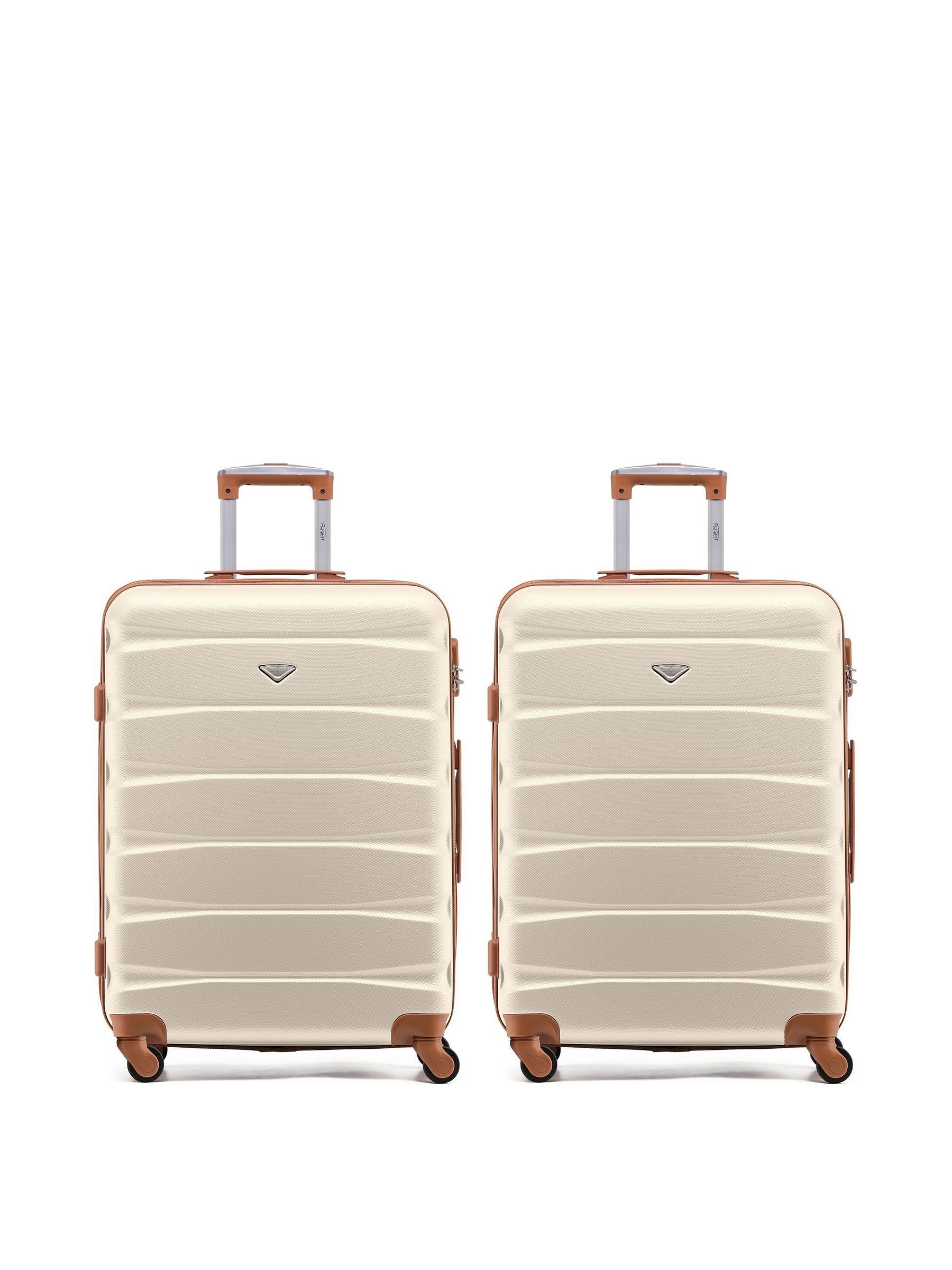 Flight Knight cream medium check-in luggage hardcase suitcase, UK version