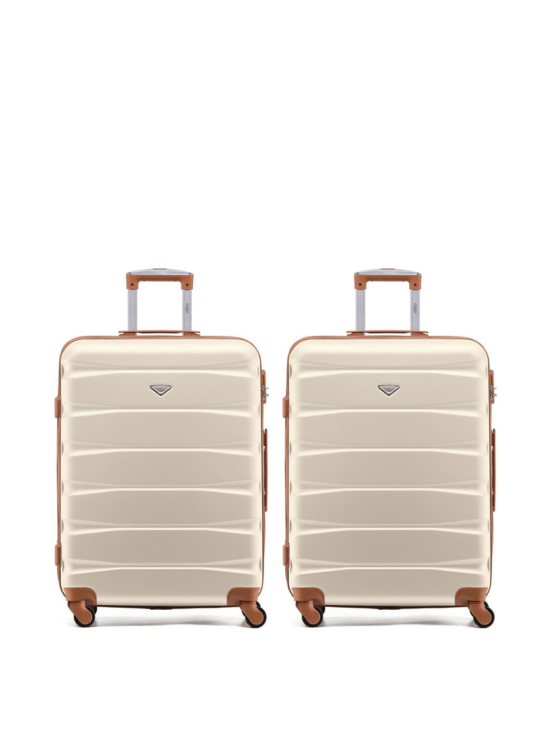 Flight Knight cream medium check-in luggage hardcase suitcase, UK version