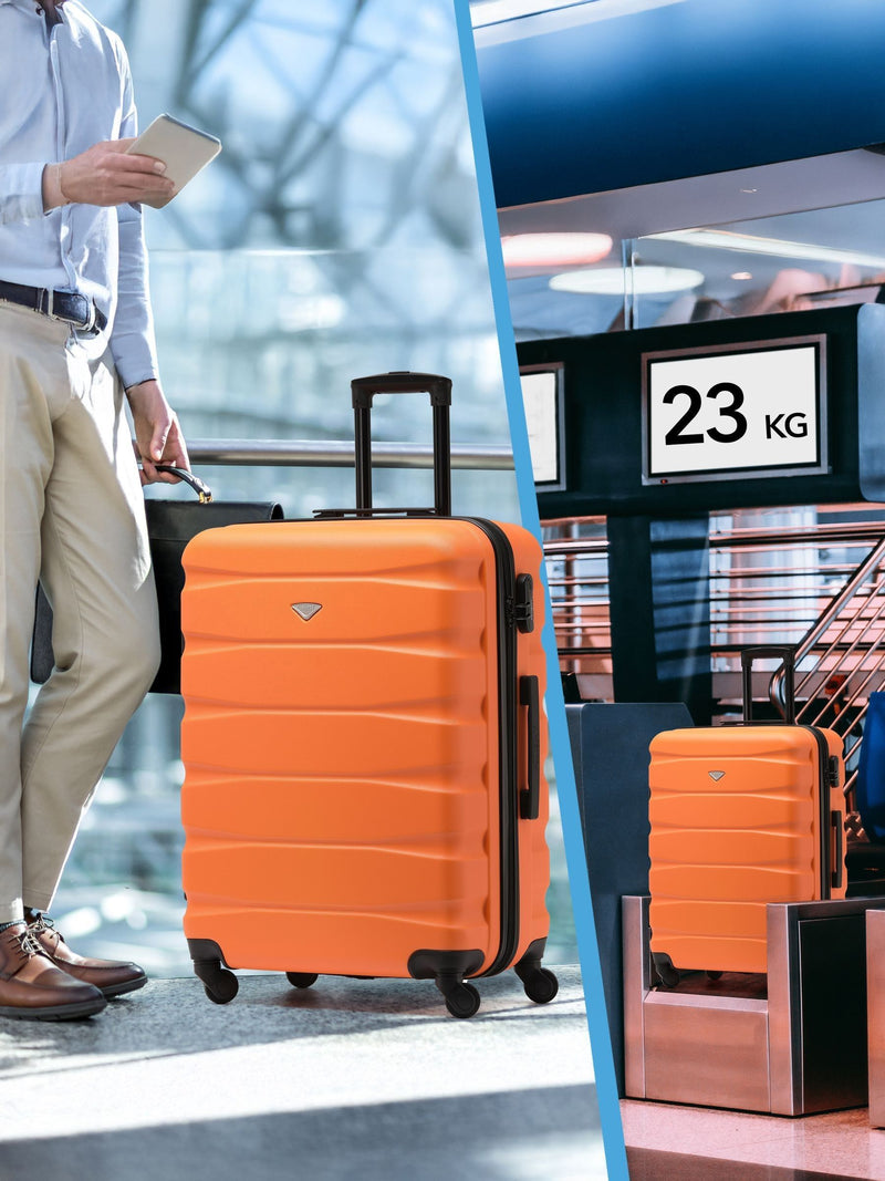 Flight Knight orange medium hardcase suitcase (British brand)