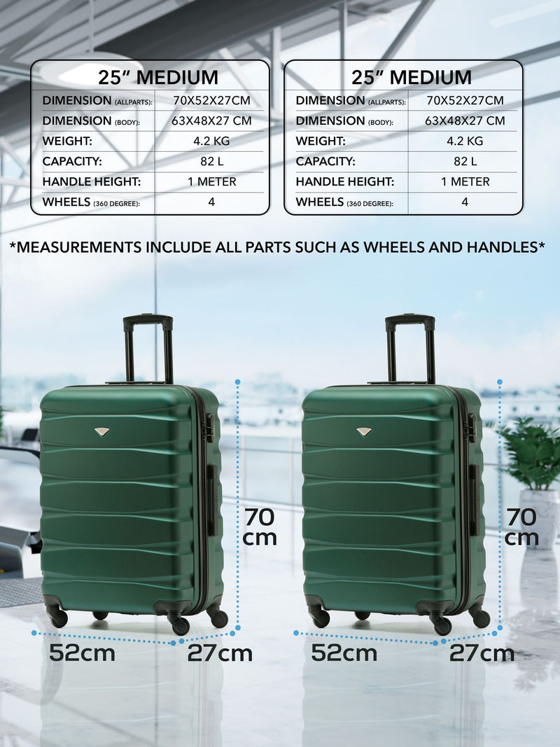 Flight Knight green medium hardcase suitcase set - British product