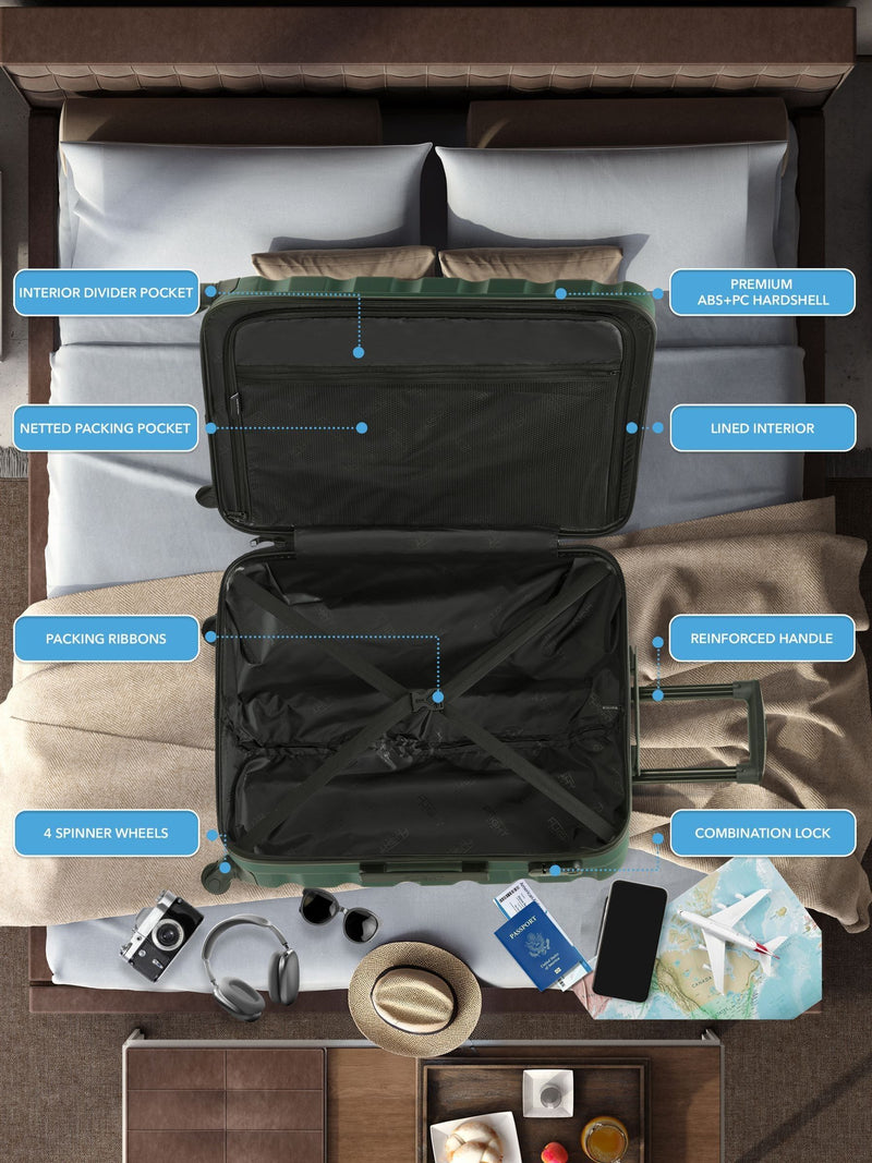 Flight Knight green medium hardcase suitcase set - British product