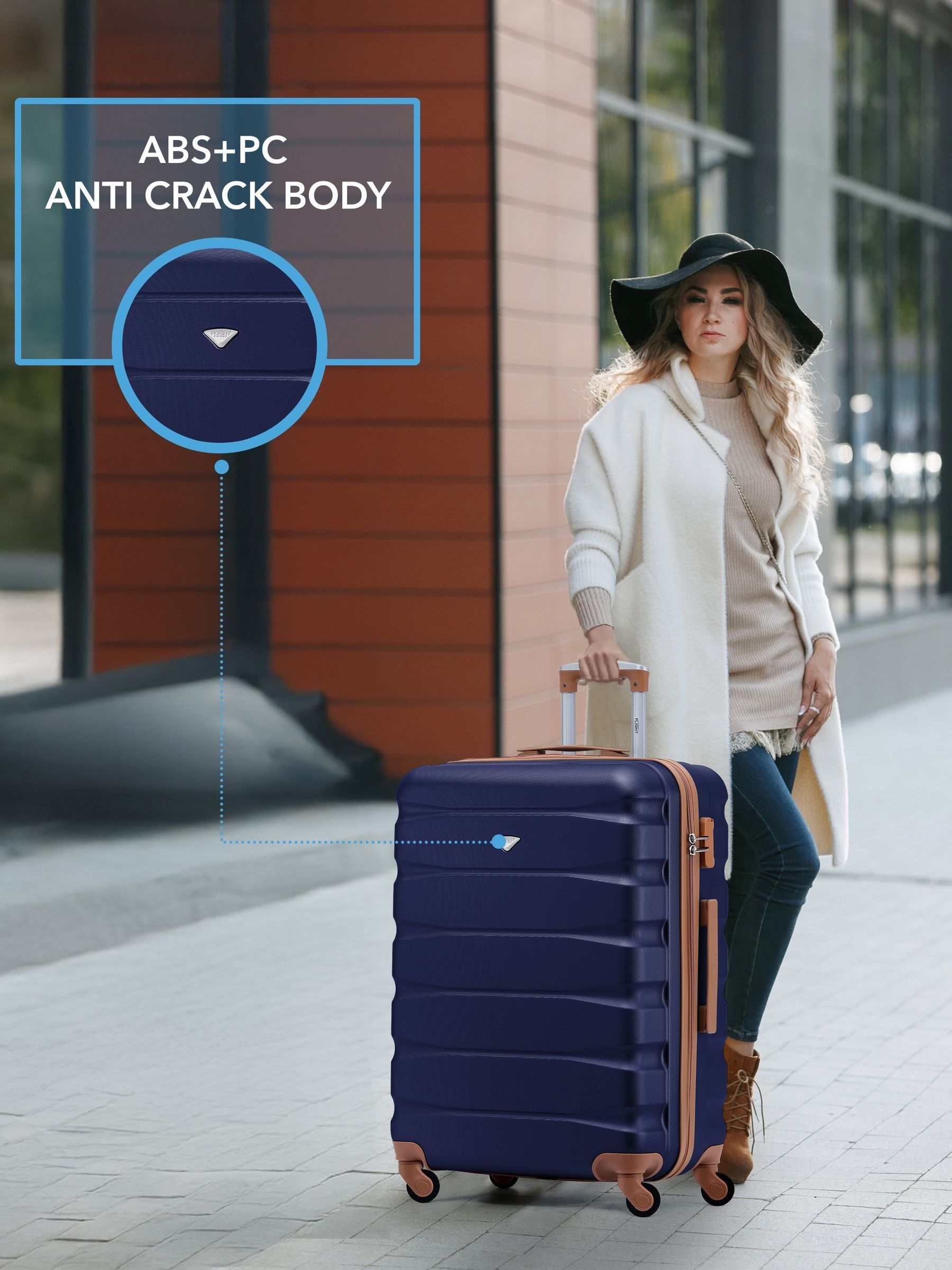 Flight Knight blue medium hardcase luggage set, imported from the UK