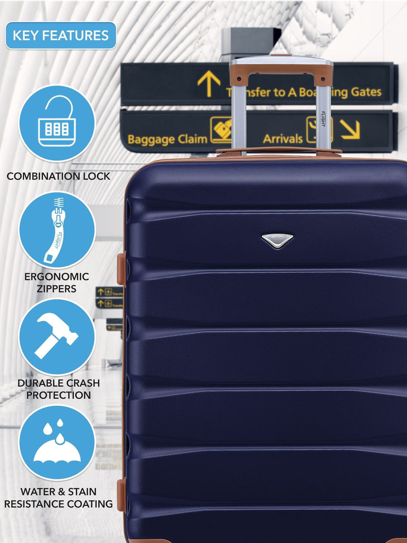 Flight Knight blue medium hardcase luggage set, imported from the UK