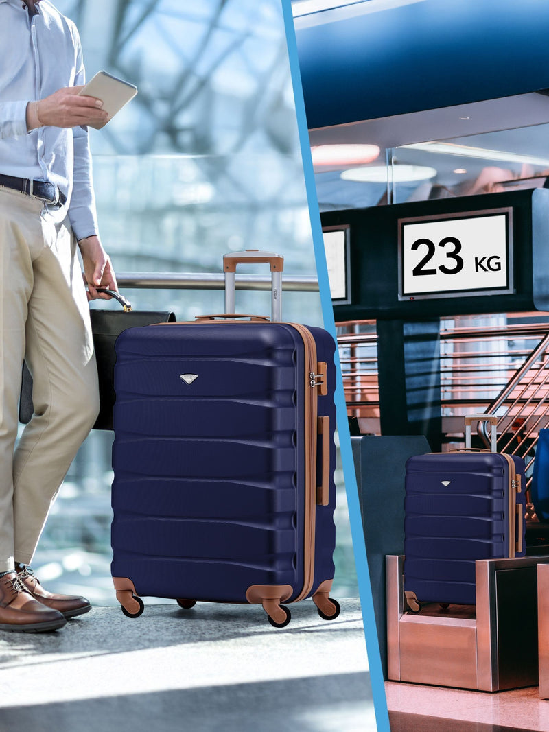 Flight Knight blue medium hardcase luggage set, imported from the UK